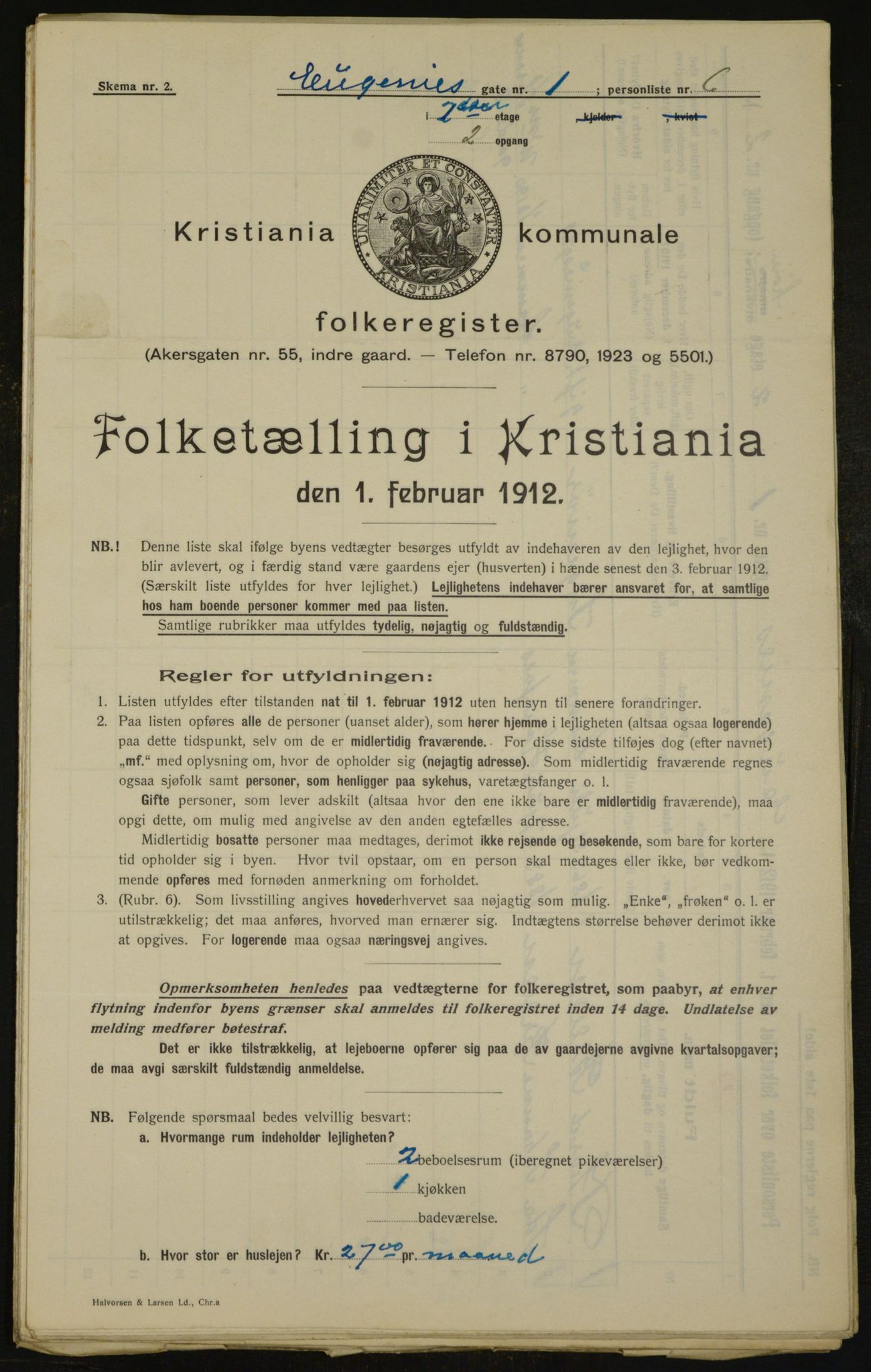 OBA, Kommunal folketelling 1.2.1912 for Kristiania, 1912, s. 22596