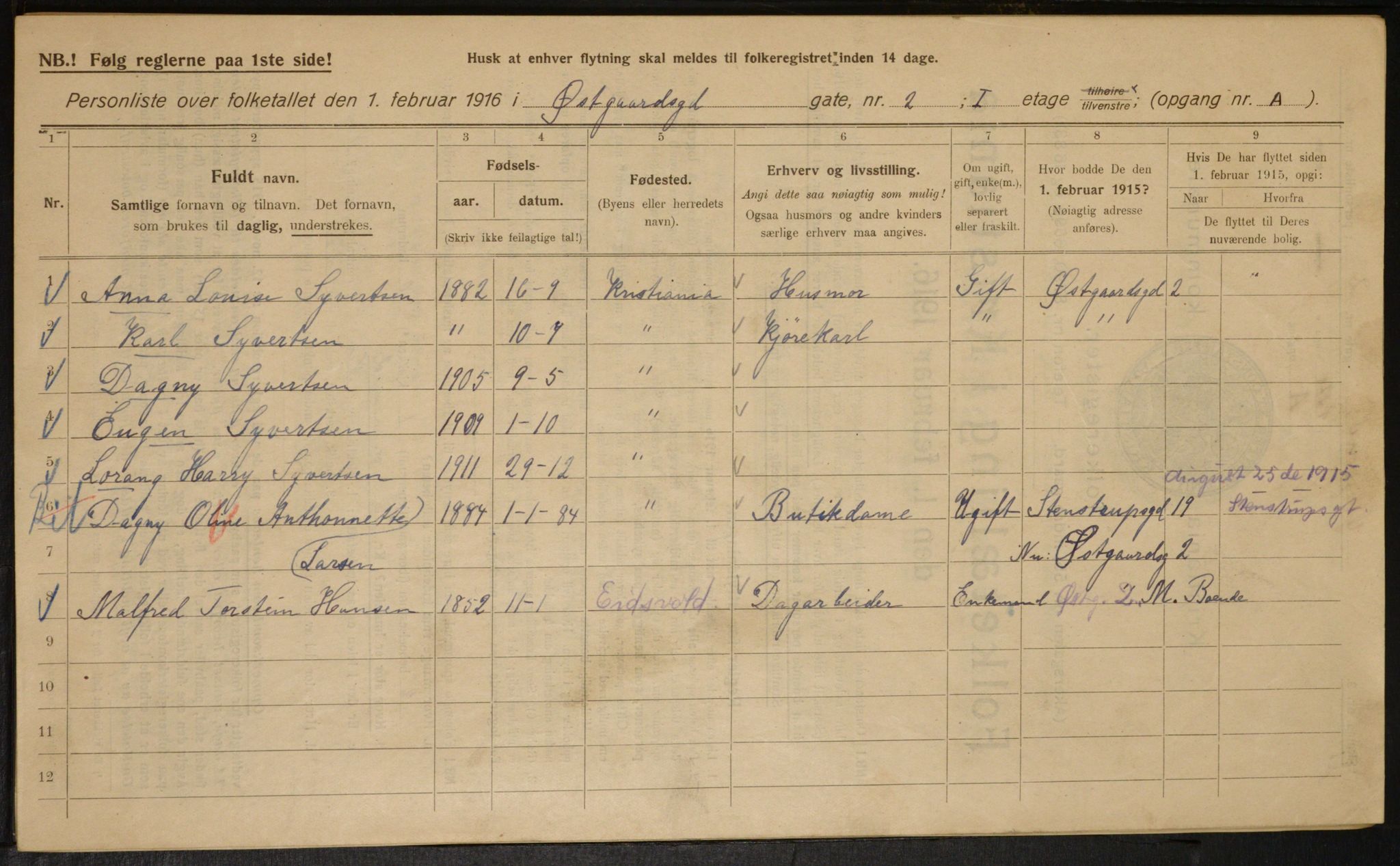 OBA, Kommunal folketelling 1.2.1916 for Kristiania, 1916, s. 132778