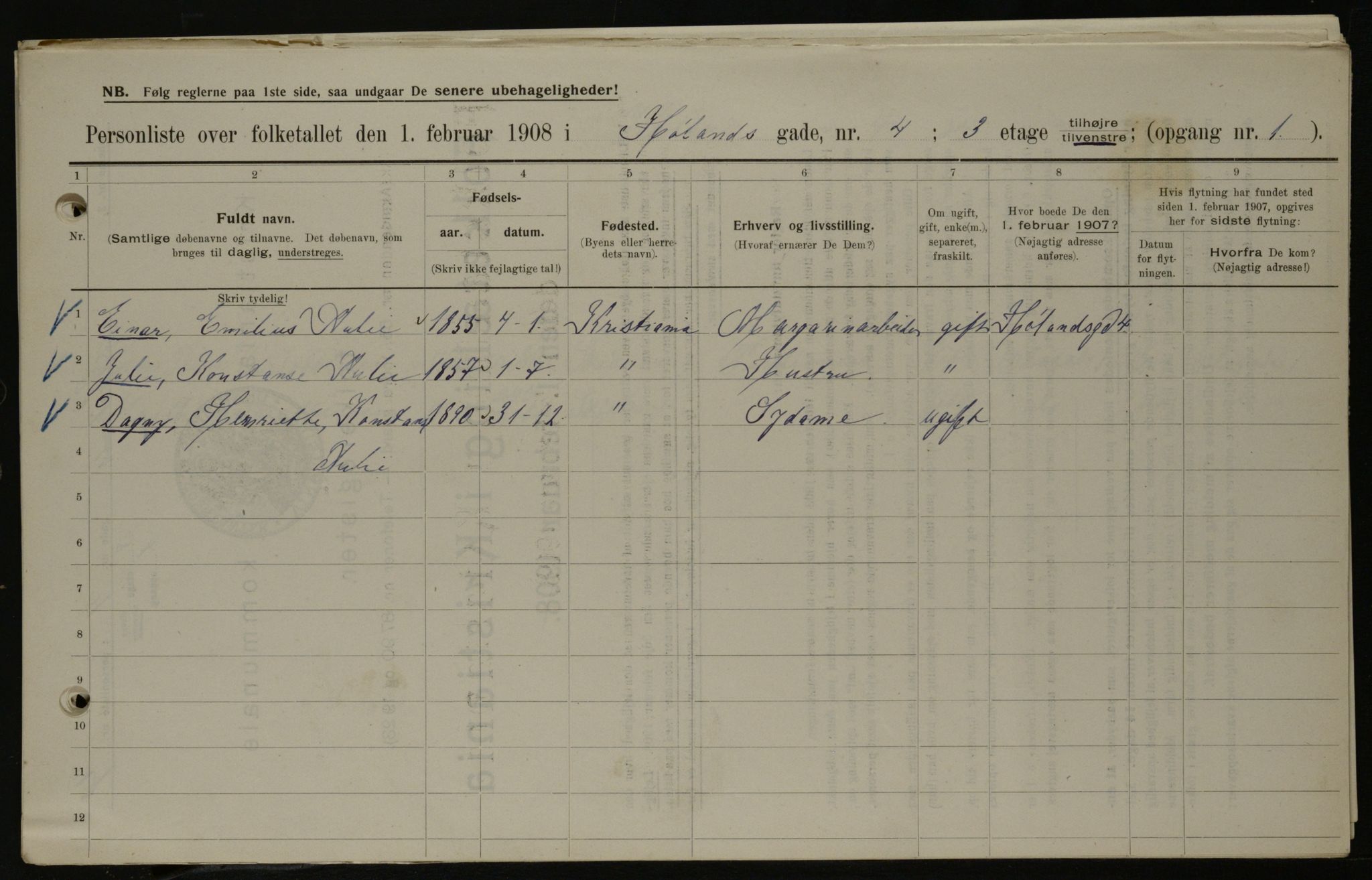 OBA, Kommunal folketelling 1.2.1908 for Kristiania kjøpstad, 1908, s. 38034