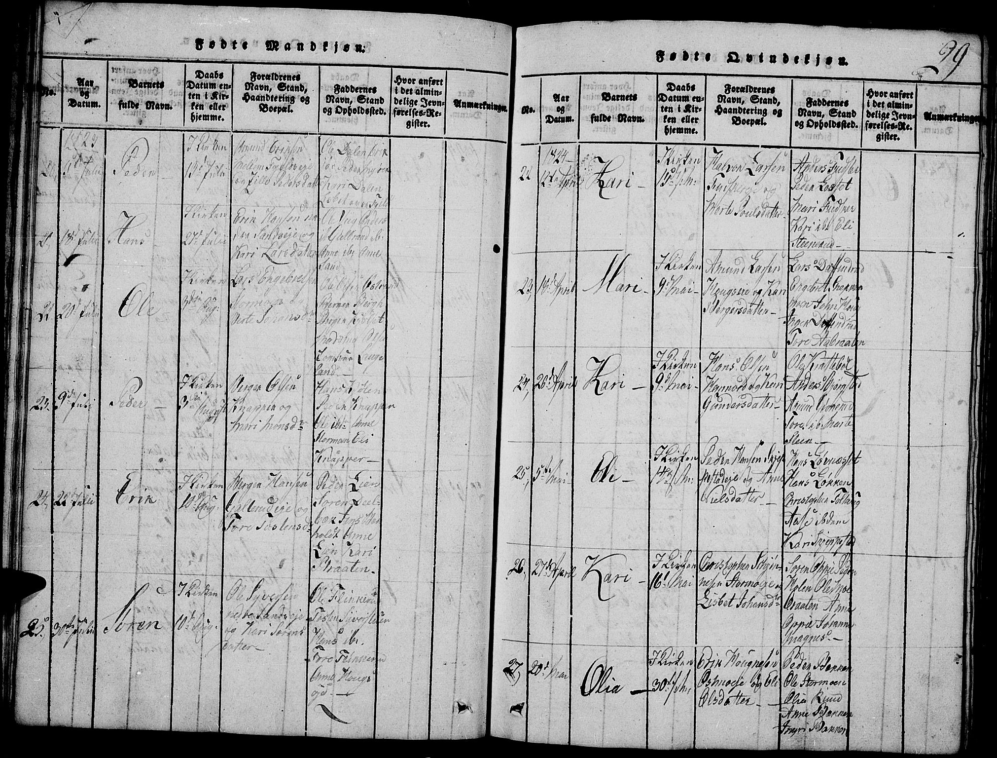 Nord-Odal prestekontor, AV/SAH-PREST-032/H/Ha/Hab/L0001: Klokkerbok nr. 1, 1819-1838, s. 29