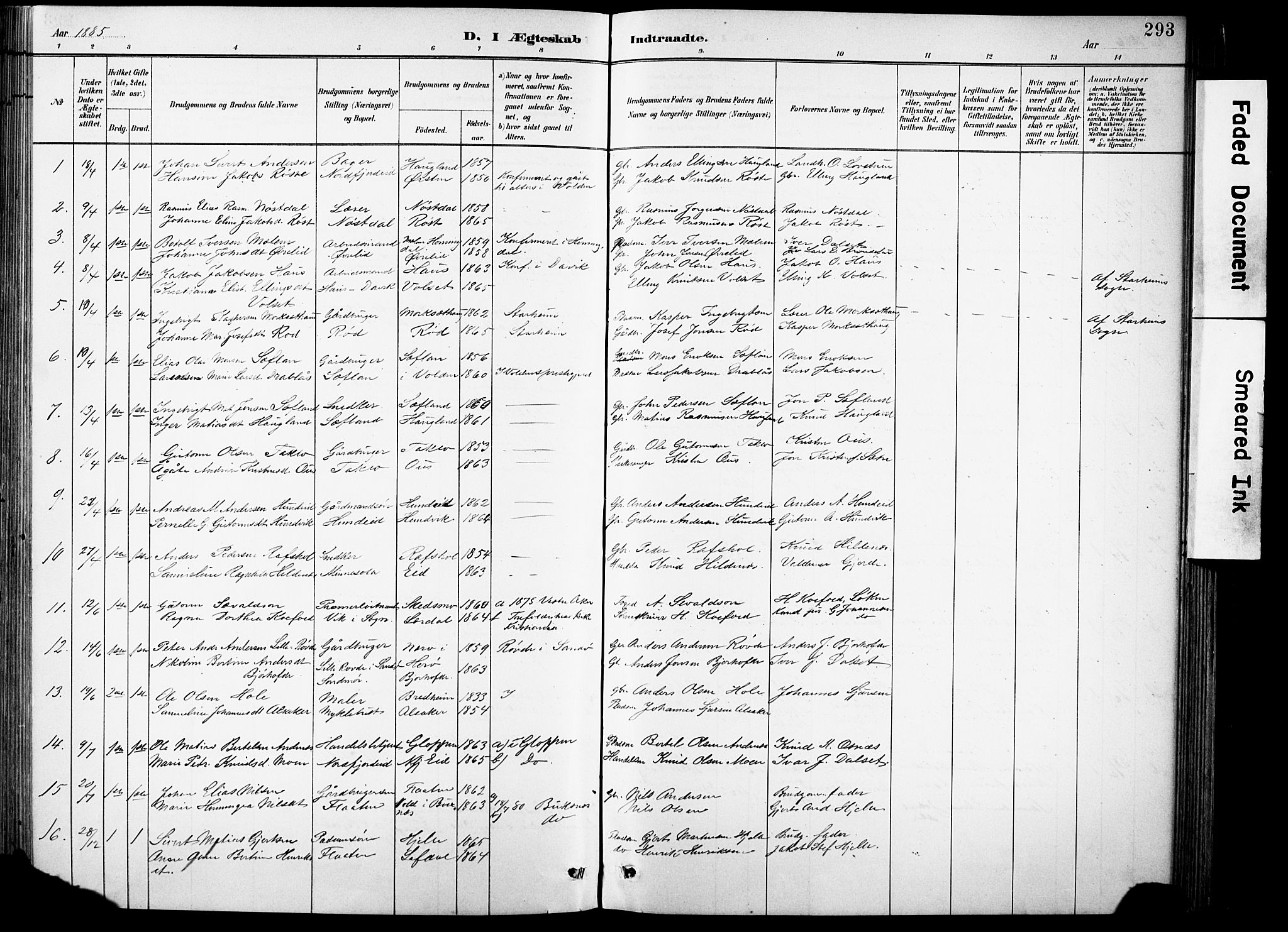 Eid sokneprestembete, AV/SAB-A-82301/H/Hab/Habb/L0002: Klokkerbok nr. B 2, 1882-1907, s. 293
