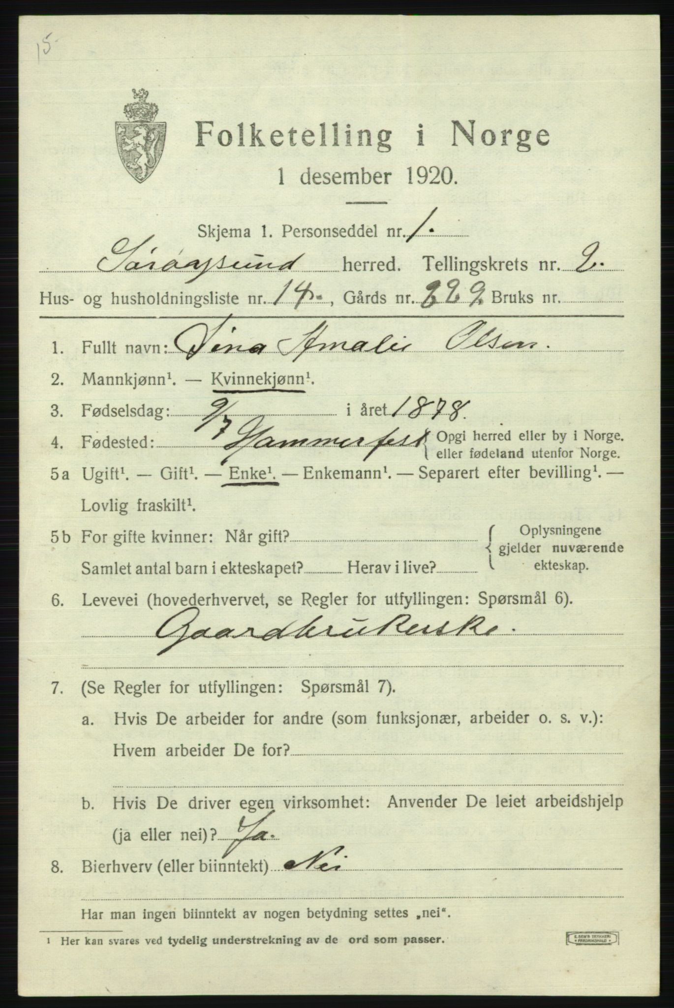 SATØ, Folketelling 1920 for 2016 Sørøysund herred, 1920, s. 906
