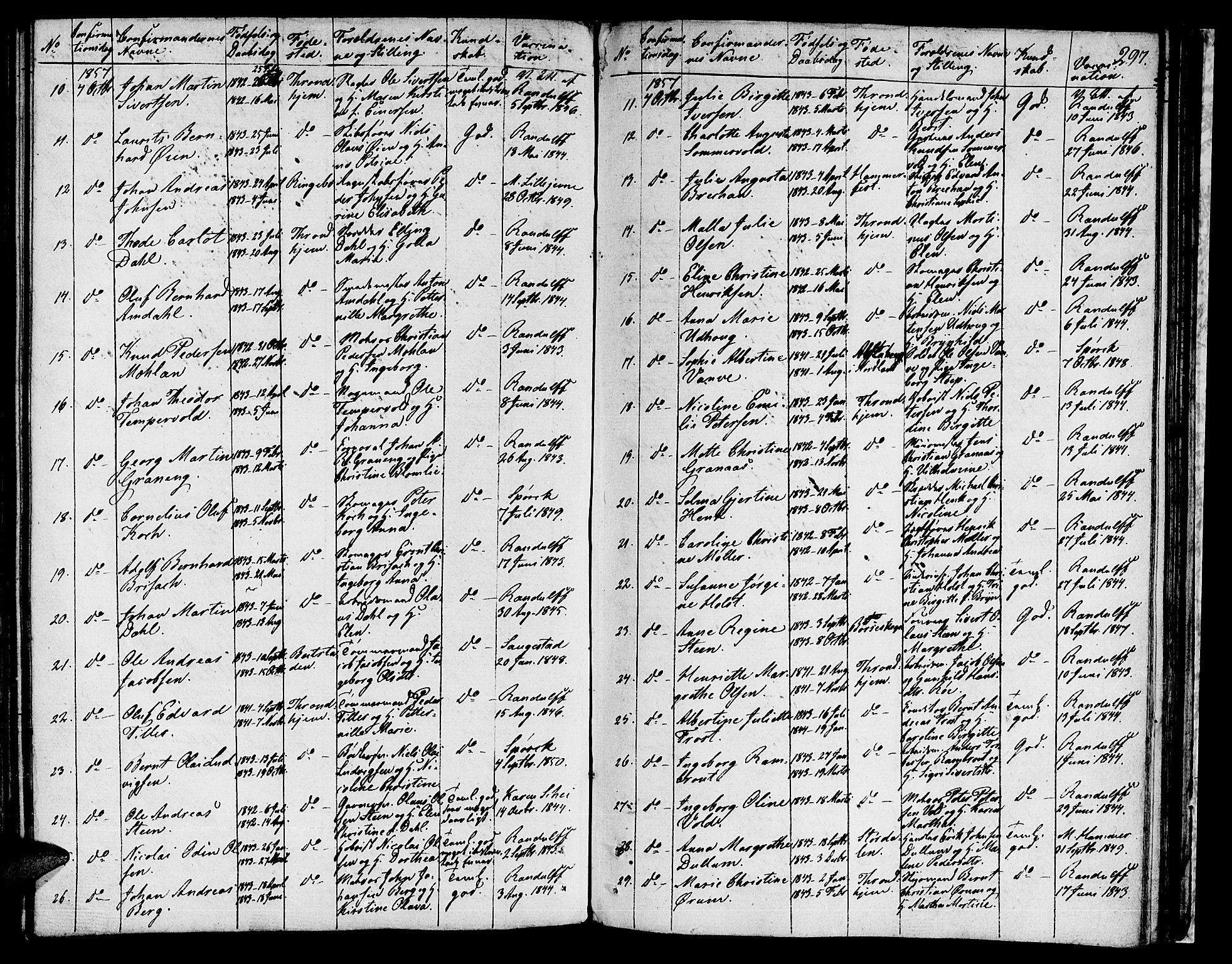 Ministerialprotokoller, klokkerbøker og fødselsregistre - Sør-Trøndelag, SAT/A-1456/601/L0070: Residerende kapellans bok nr. 601B03, 1821-1881, s. 297