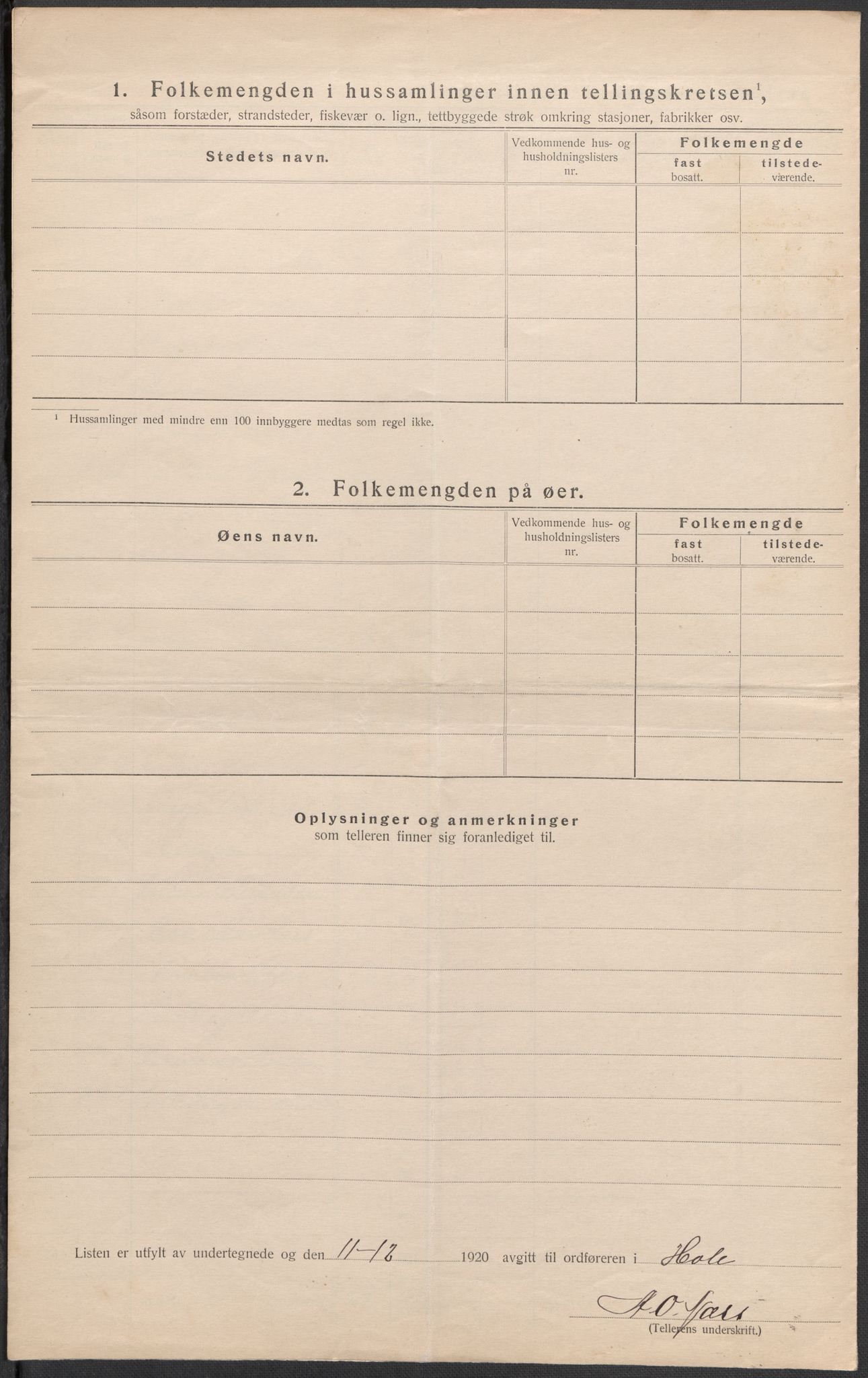 SAKO, Folketelling 1920 for 0612 Hole herred, 1920, s. 21