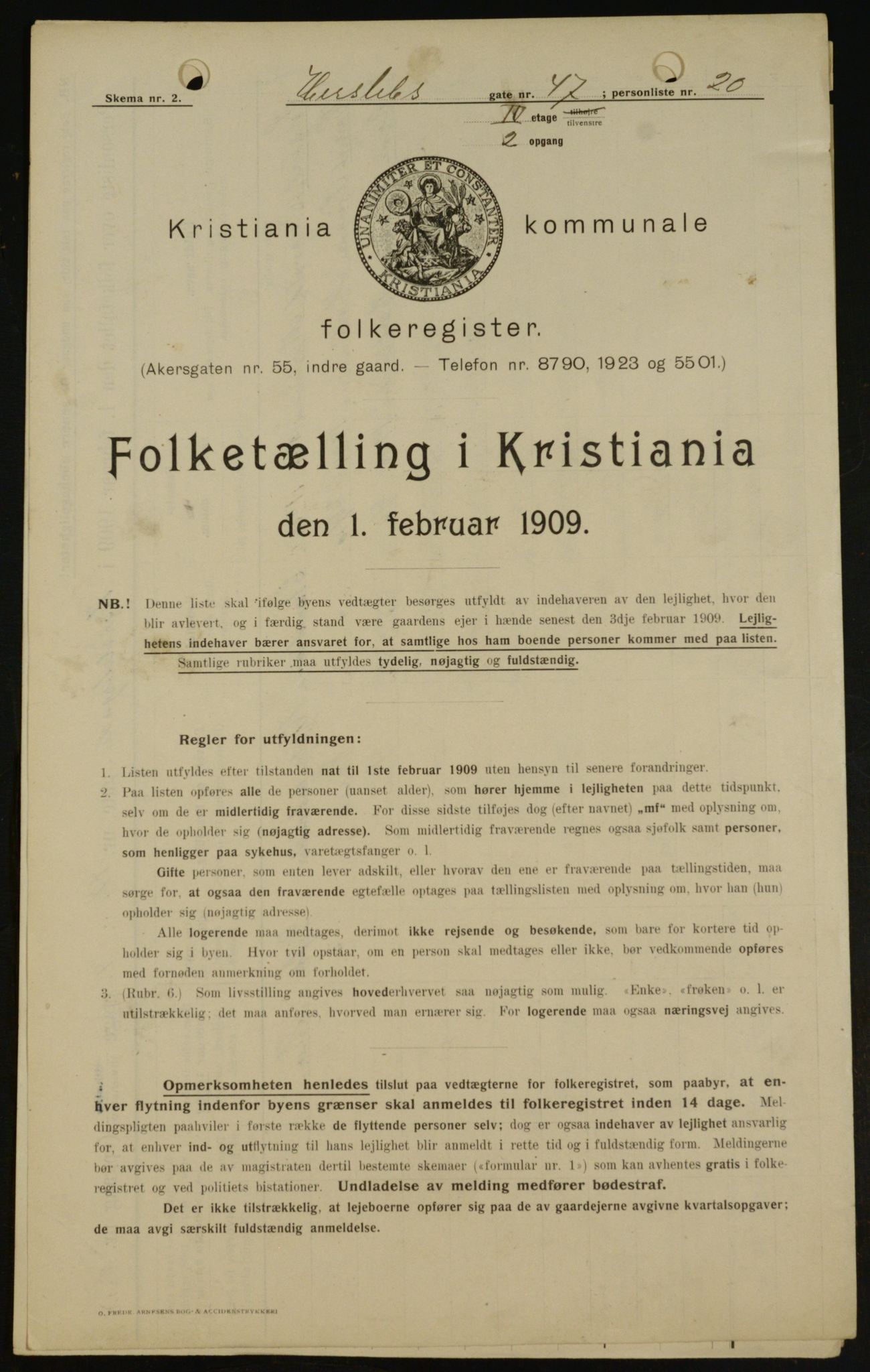 OBA, Kommunal folketelling 1.2.1909 for Kristiania kjøpstad, 1909, s. 36082