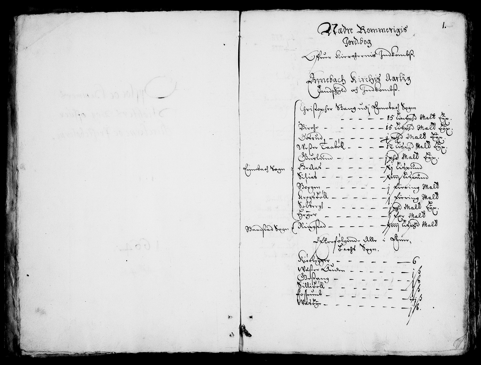 Rentekammeret inntil 1814, Realistisk ordnet avdeling, AV/RA-EA-4070/Fc/Fca/L0001/0004: [Ca I]  Akershus stift / Jordebok over kirkene og prestebolene i Oslo og Hamar stift, 1664, s. 1