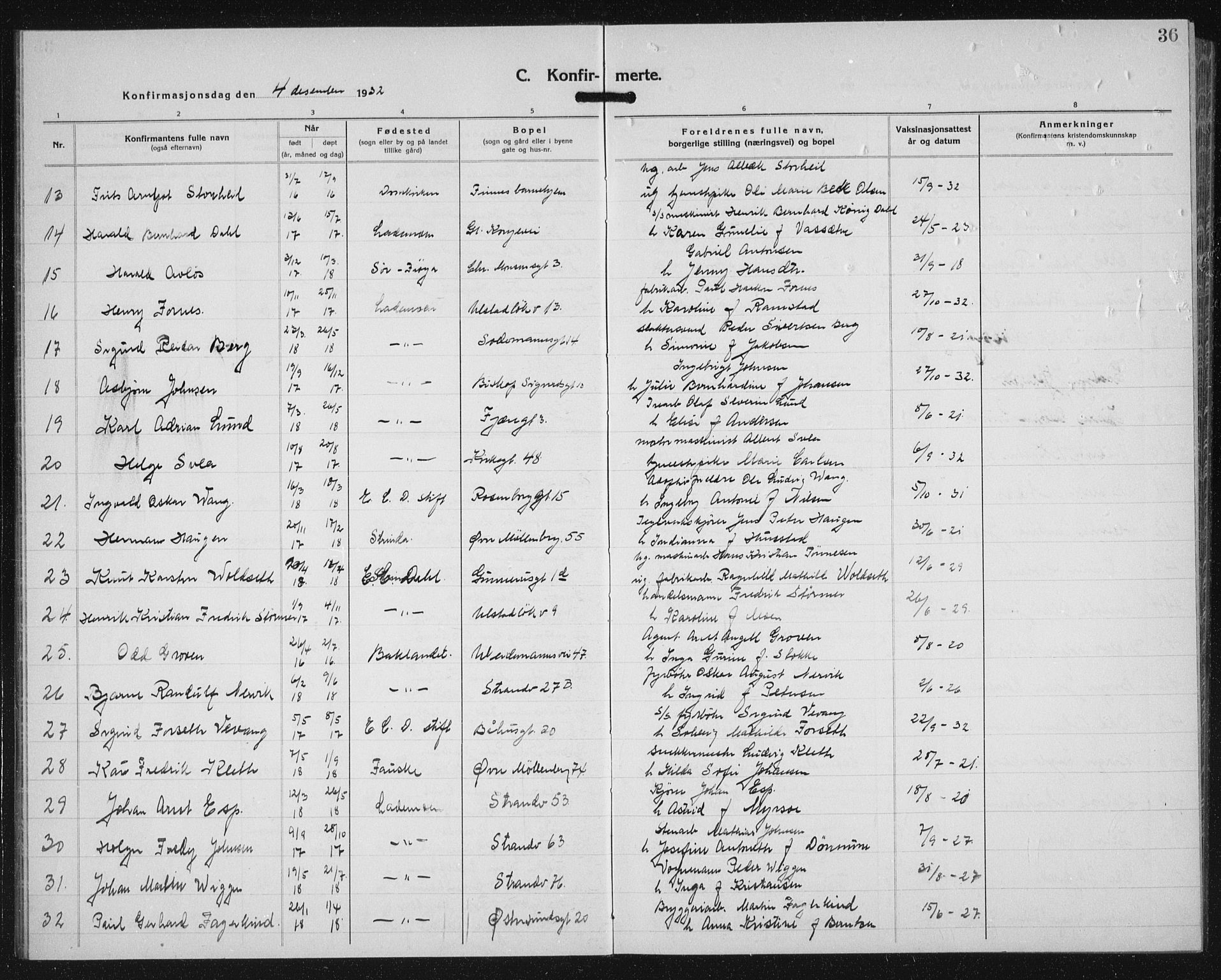 Ministerialprotokoller, klokkerbøker og fødselsregistre - Sør-Trøndelag, AV/SAT-A-1456/605/L0262: Klokkerbok nr. 605C09, 1930-1933, s. 36