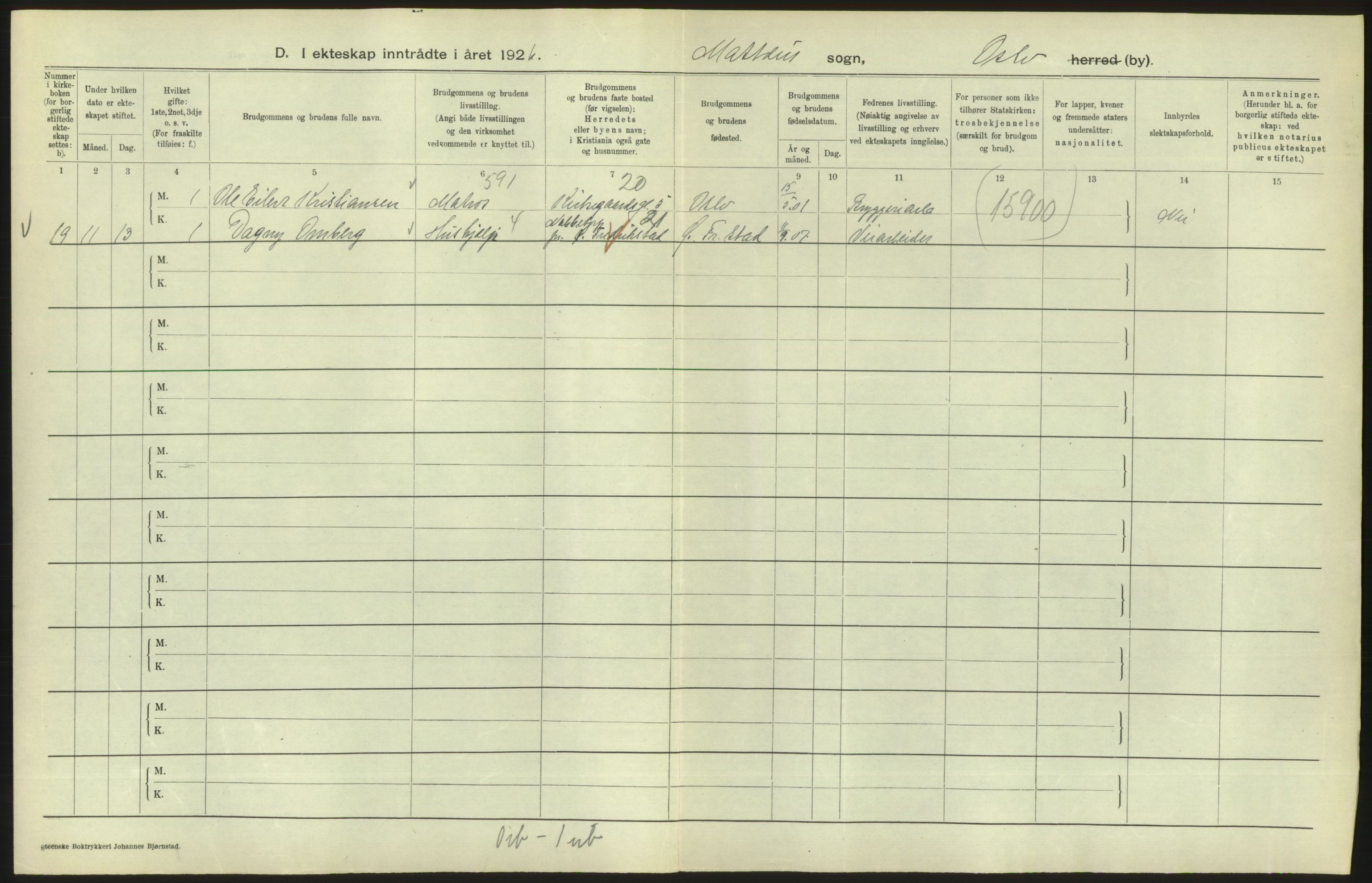 Statistisk sentralbyrå, Sosiodemografiske emner, Befolkning, AV/RA-S-2228/D/Df/Dfc/Dfcf/L0008: Oslo: Gifte, 1926, s. 812