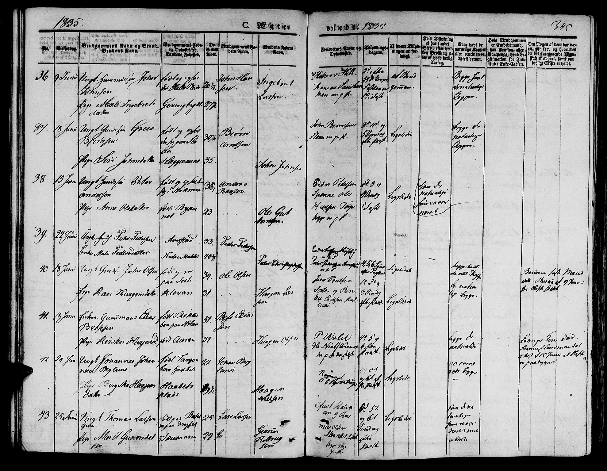 Ministerialprotokoller, klokkerbøker og fødselsregistre - Nord-Trøndelag, SAT/A-1458/709/L0072: Ministerialbok nr. 709A12, 1833-1844, s. 345