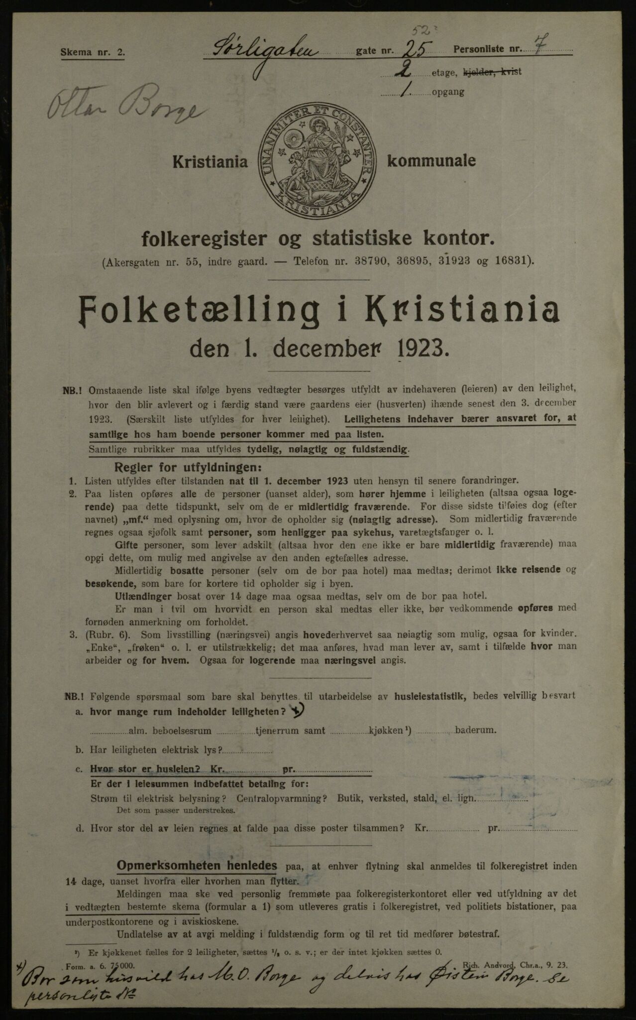 OBA, Kommunal folketelling 1.12.1923 for Kristiania, 1923, s. 118287