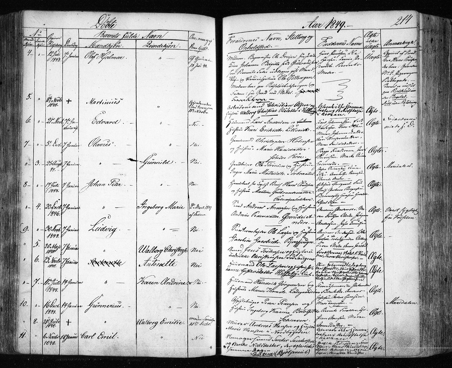 Aker prestekontor kirkebøker, AV/SAO-A-10861/F/L0019: Ministerialbok nr. 19, 1842-1852, s. 214