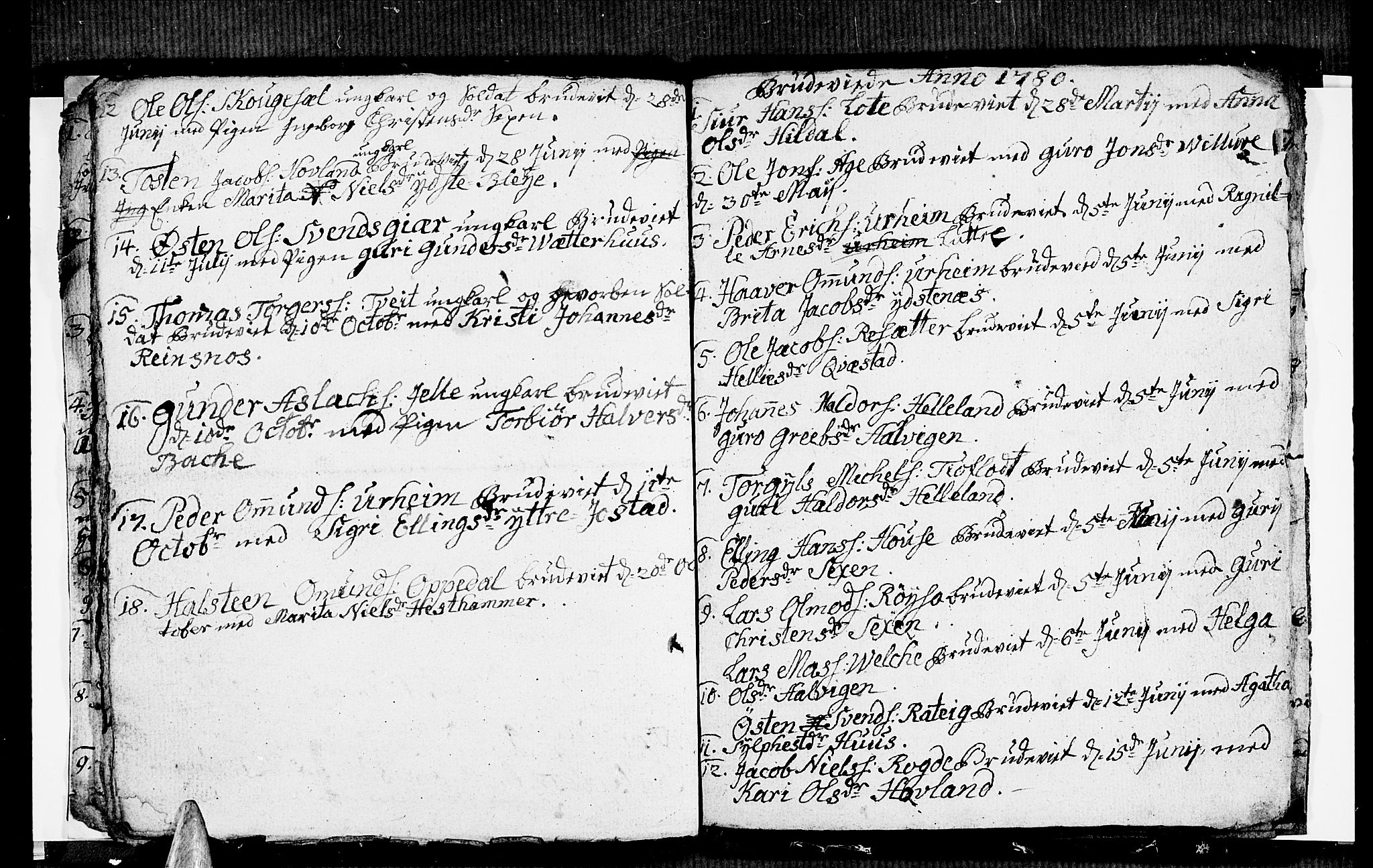 Ullensvang sokneprestembete, SAB/A-78701/H/Hab: Klokkerbok nr. A 1, 1779-1786, s. 16