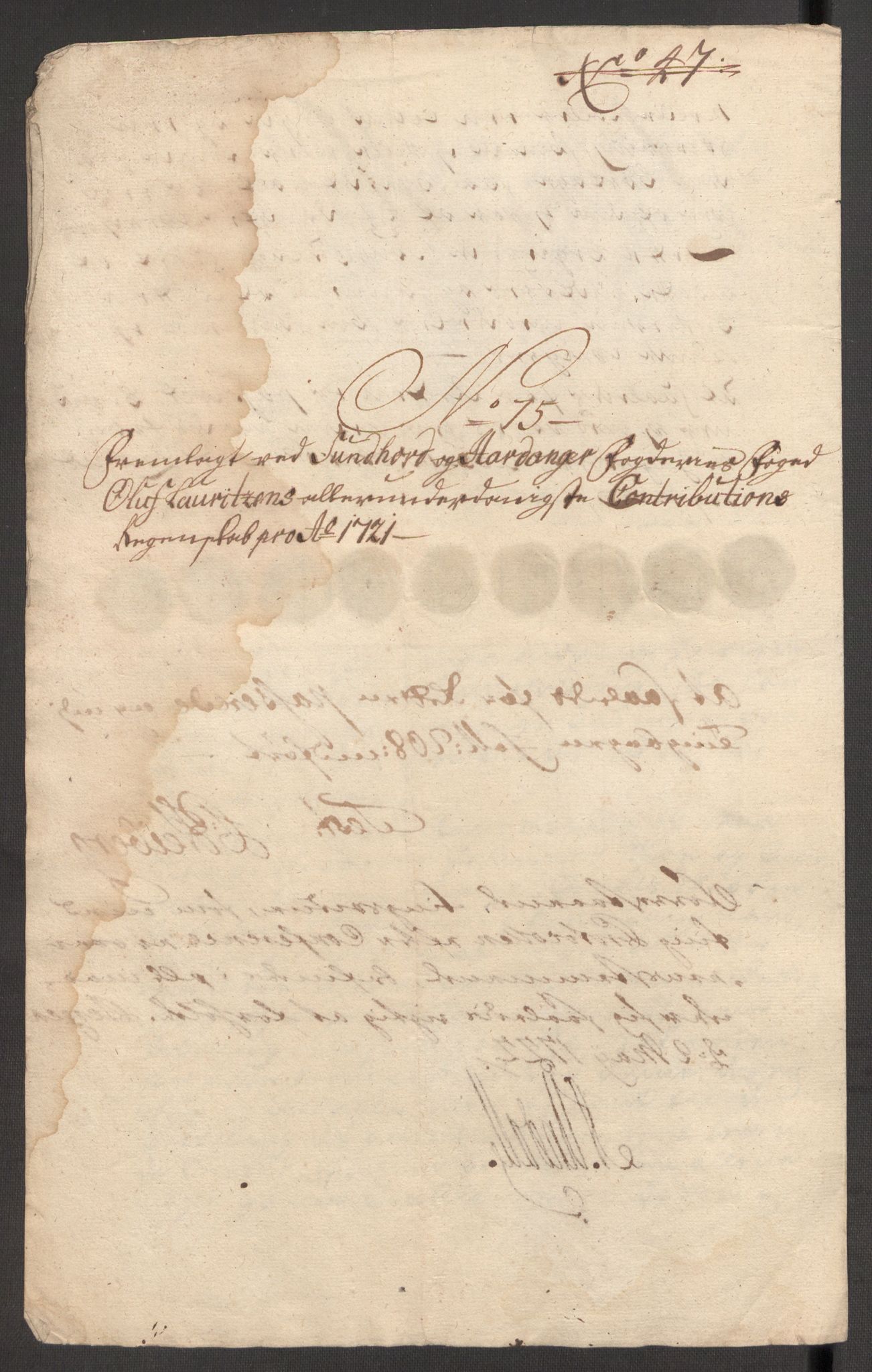 Rentekammeret inntil 1814, Reviderte regnskaper, Fogderegnskap, AV/RA-EA-4092/R48/L3000: Fogderegnskap Sunnhordland og Hardanger, 1721, s. 421