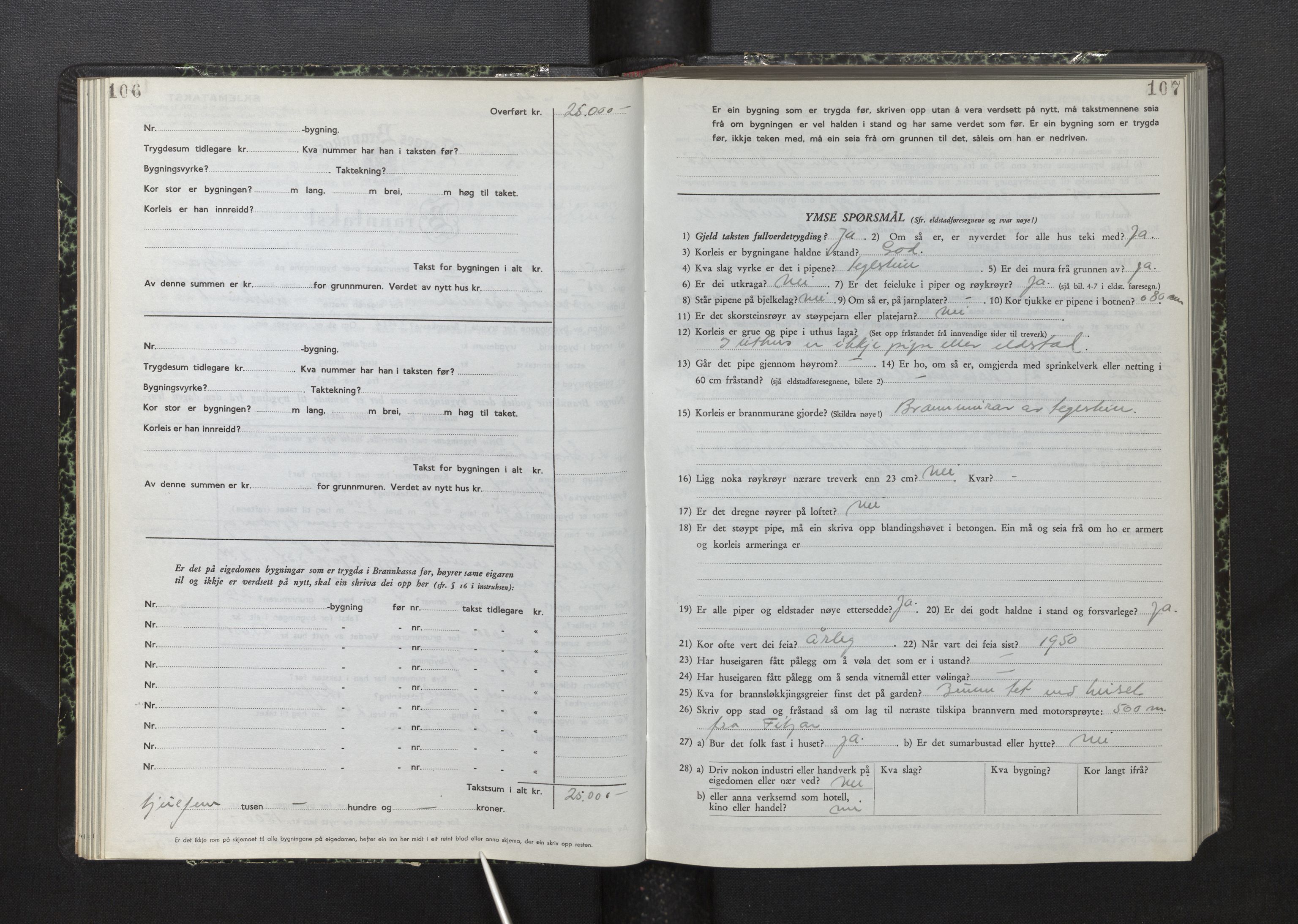 Lensmannen i Fitjar, AV/SAB-A-32001/0012/L0001b: Branntakstprotokoll, skjematakst, 1949-1955, s. 106-107