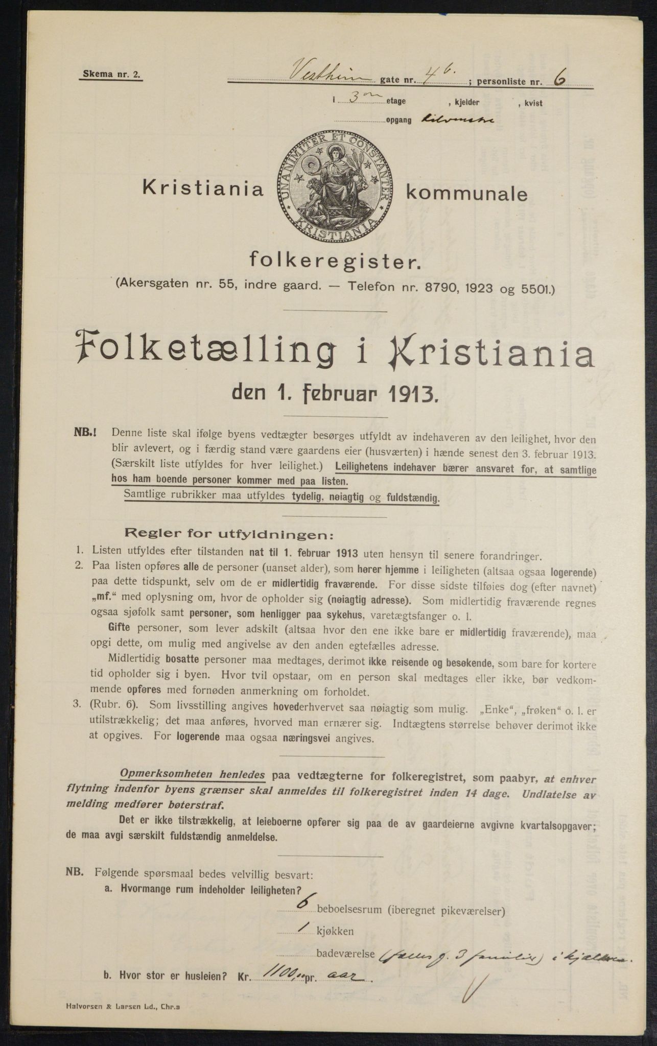 OBA, Kommunal folketelling 1.2.1913 for Kristiania, 1913, s. 122339