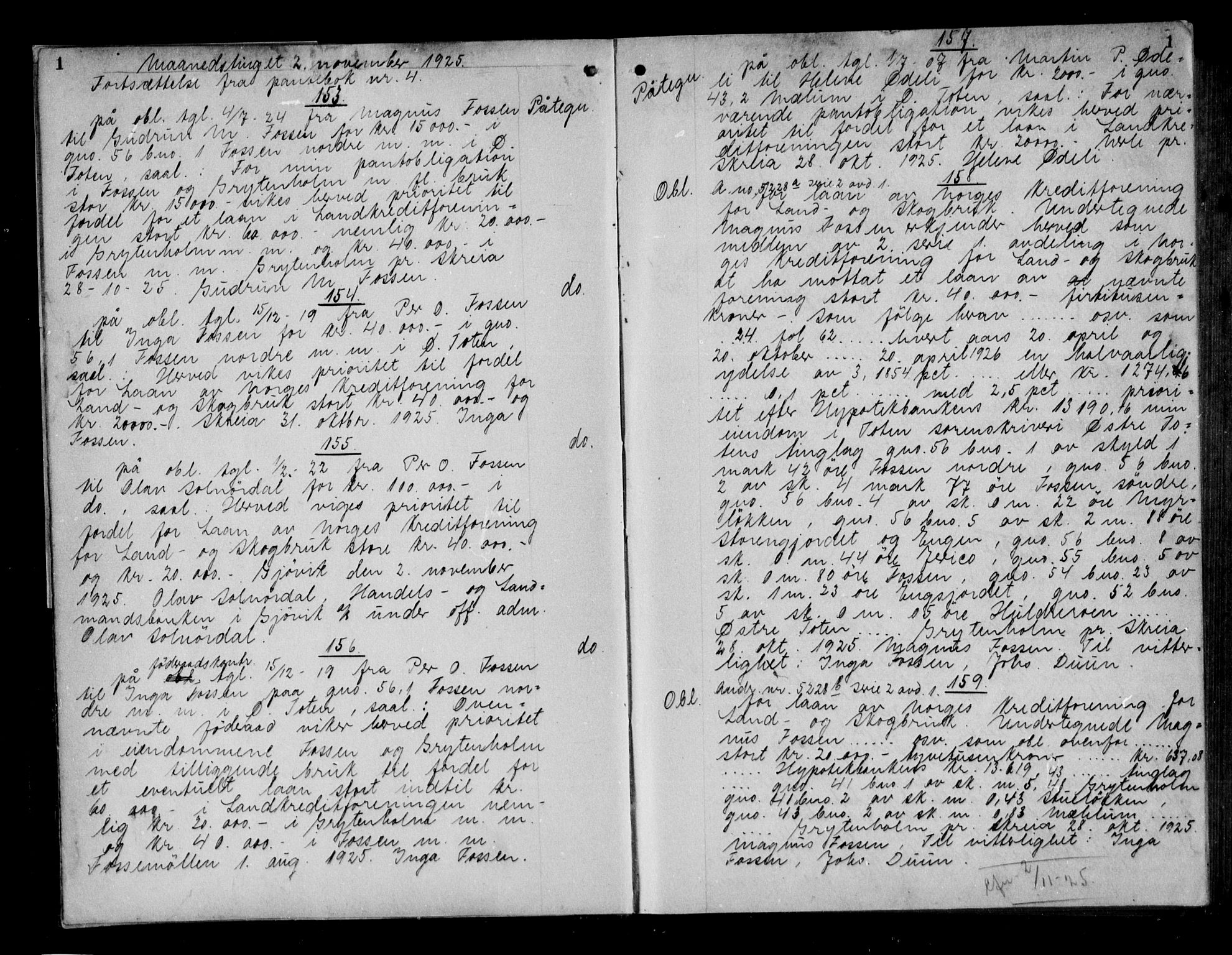 Toten tingrett, AV/SAH-TING-006/H/Hb/Hba/L0031b: Pantebok nr. 31b, 1925-1928, s. 1