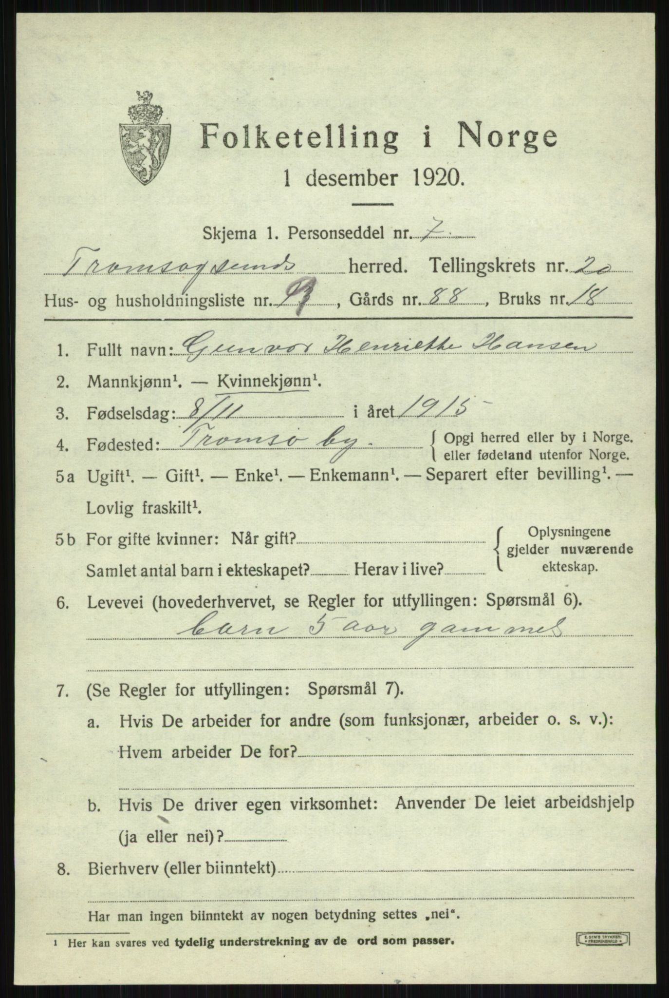 SATØ, Folketelling 1920 for 1934 Tromsøysund herred, 1920, s. 10694