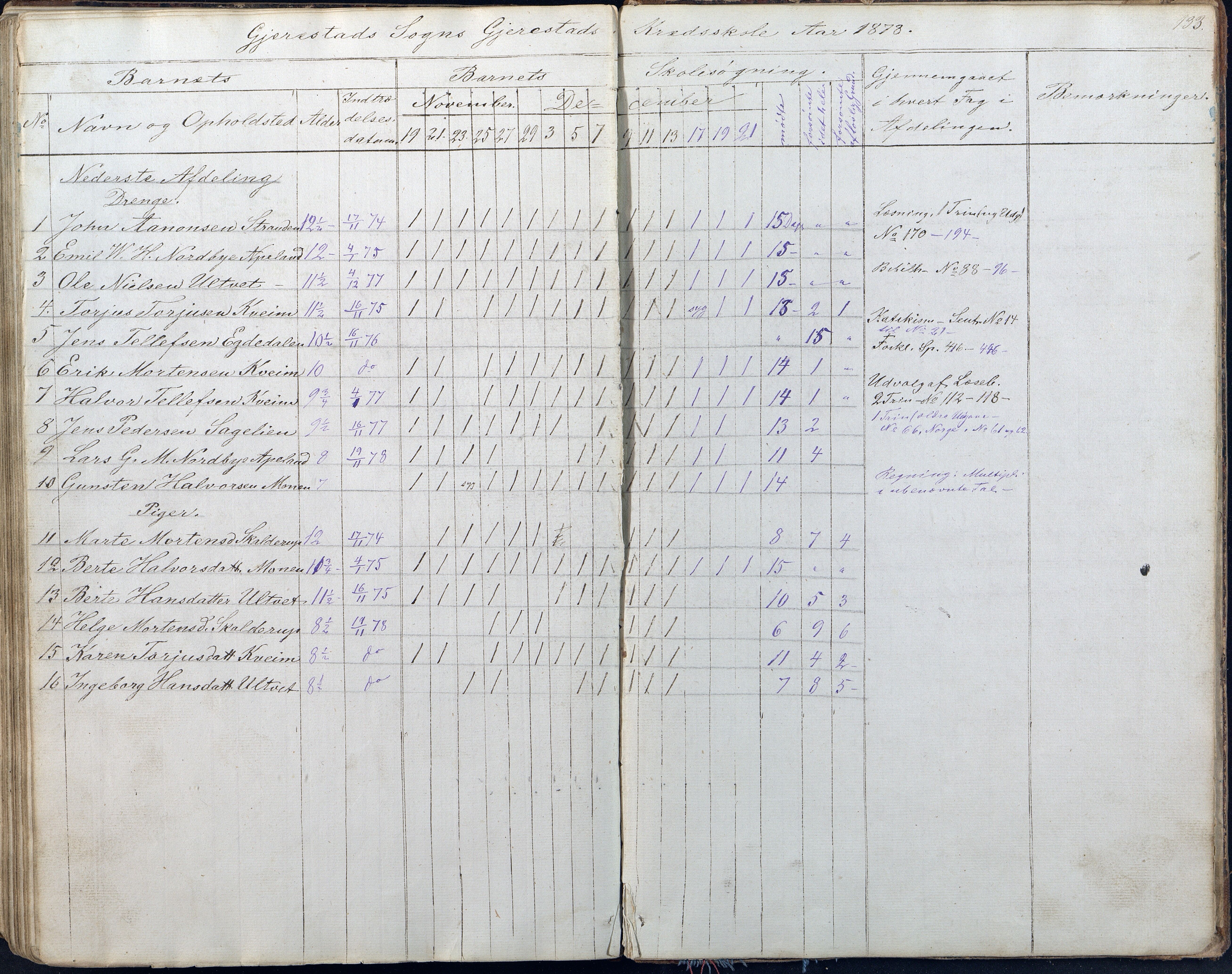 Gjerstad Kommune, Gjerstad Skole, AAKS/KA0911-550a/F01/L0005: Dagbok 5. skoledistrikt, 1850-1883, s. 133