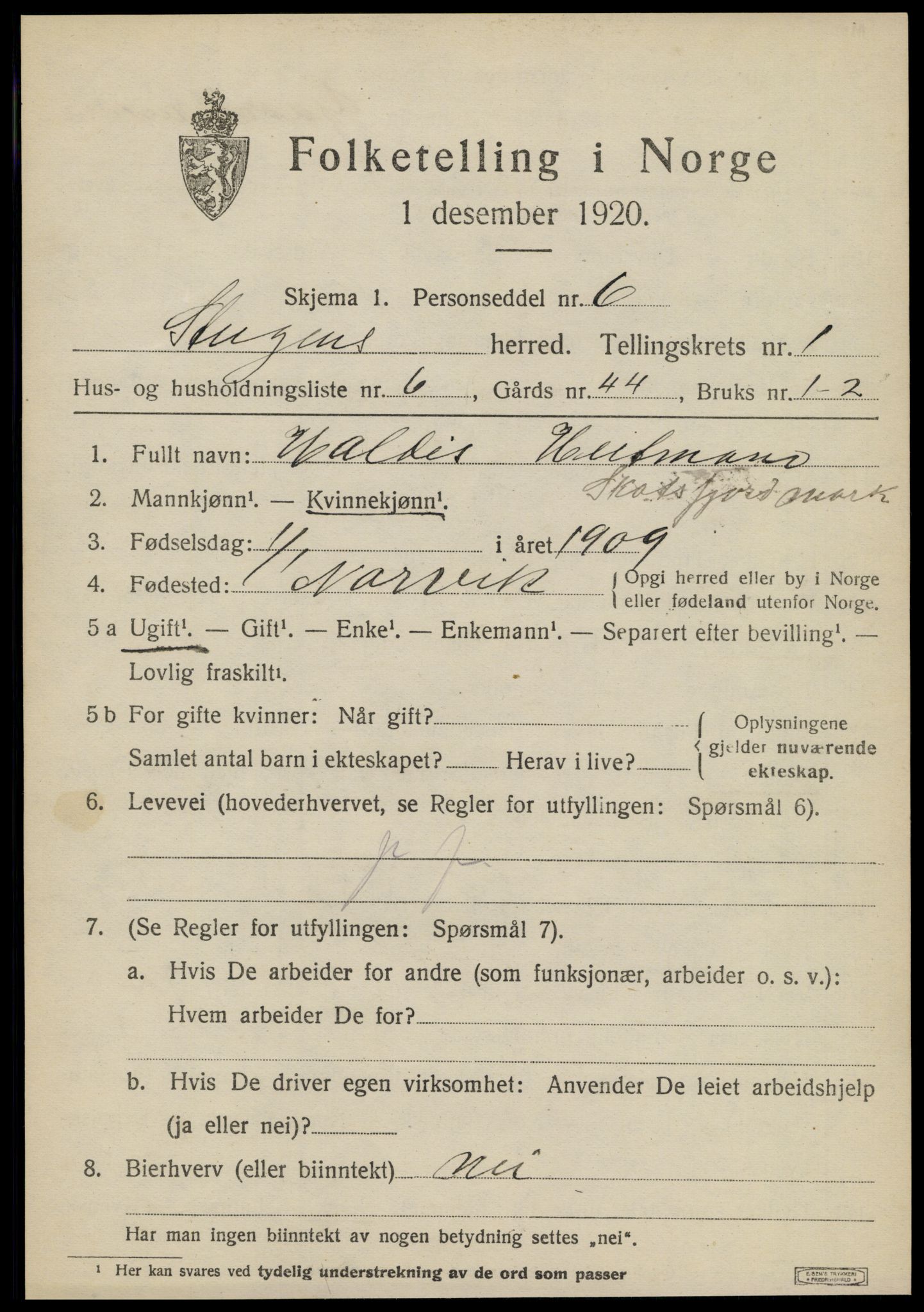 SAT, Folketelling 1920 for 1848 Steigen herred, 1920, s. 924