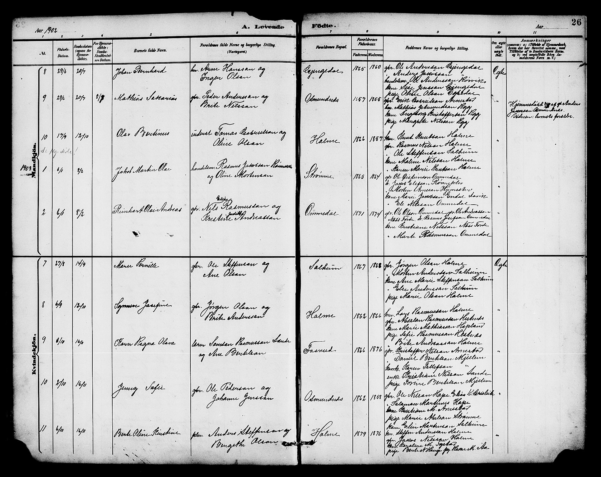 Gloppen sokneprestembete, AV/SAB-A-80101/H/Hab/Habe/L0001: Klokkerbok nr. E 1, 1891-1917, s. 26