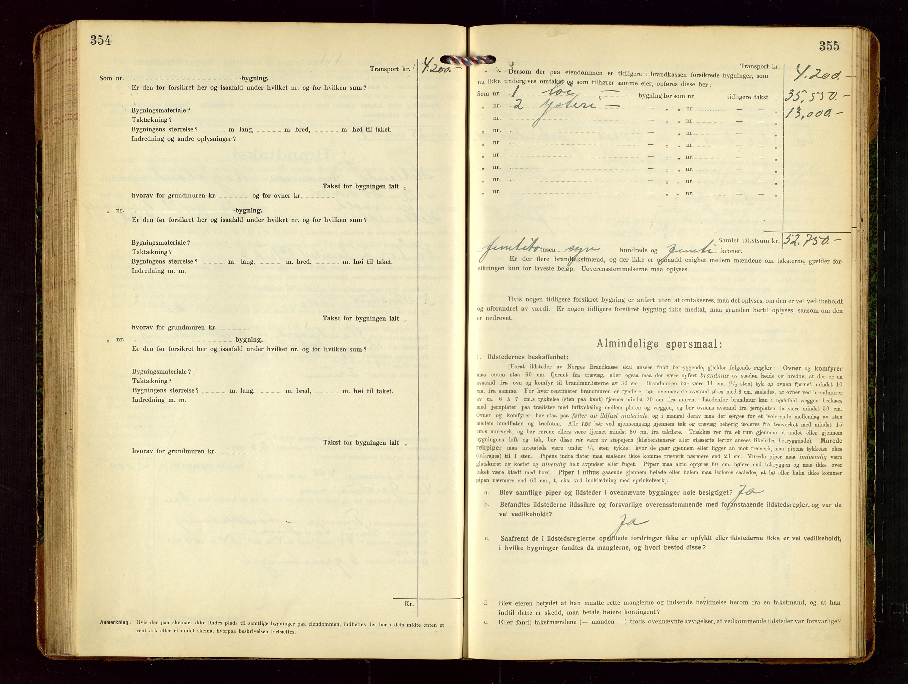 Hetland lensmannskontor, AV/SAST-A-100101/Gob/L0002: "Brandtakstprotokol", 1918-1932, s. 354-355