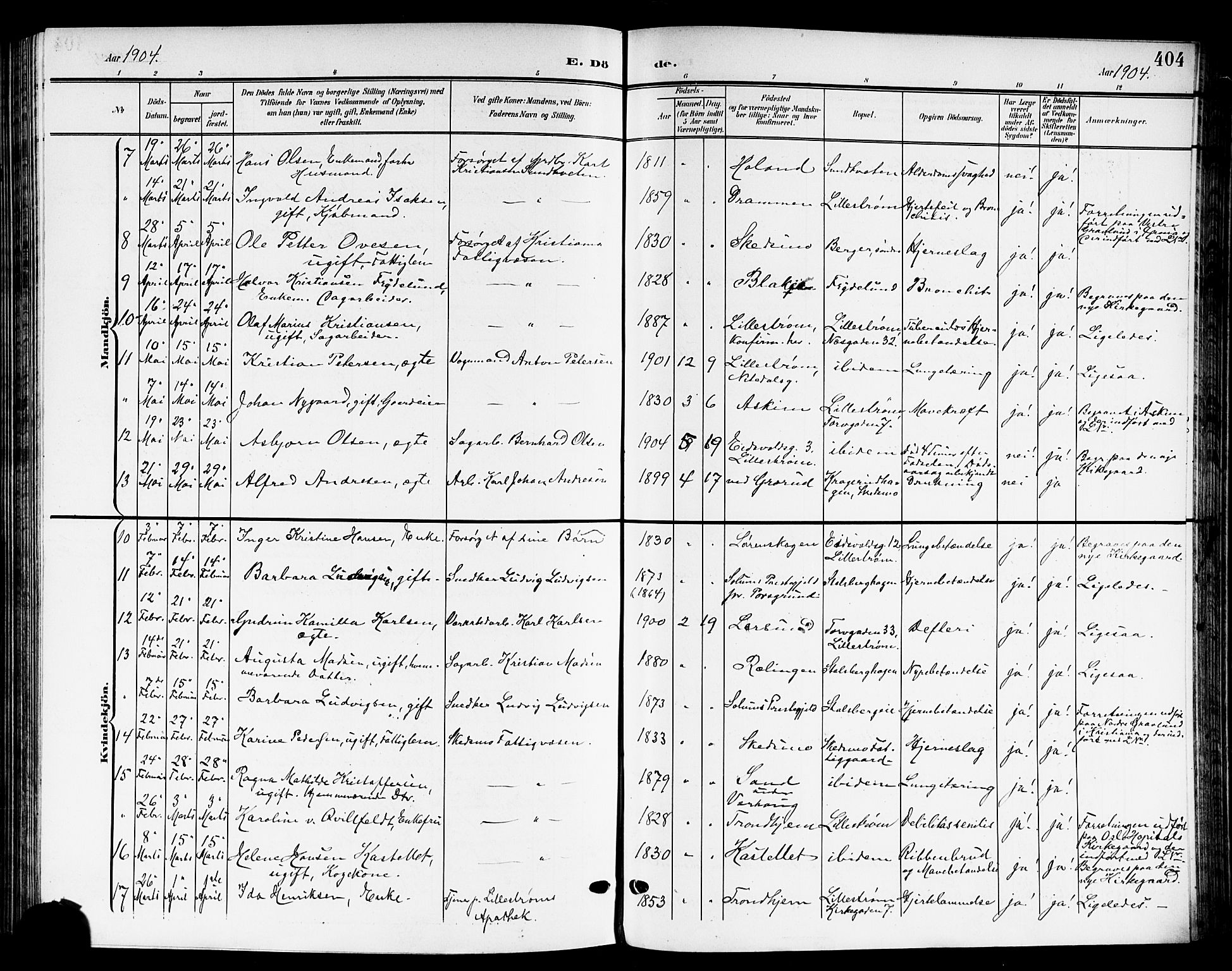 Skedsmo prestekontor Kirkebøker, AV/SAO-A-10033a/G/Ga/L0005b: Klokkerbok nr. I 5B, 1902-1911, s. 404