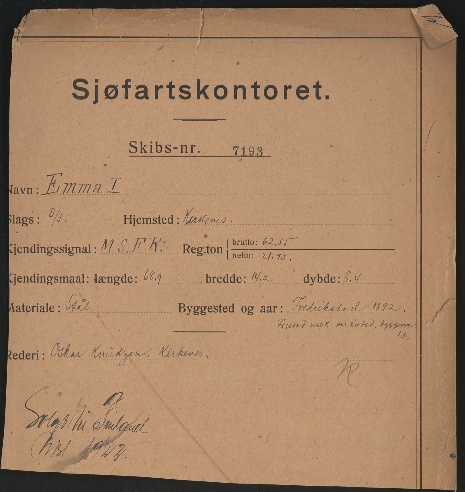 Sjøfartsdirektoratet med forløpere, skipsmapper slettede skip, AV/RA-S-4998/F/Fa/L0295: --, 1862-1929, s. 277