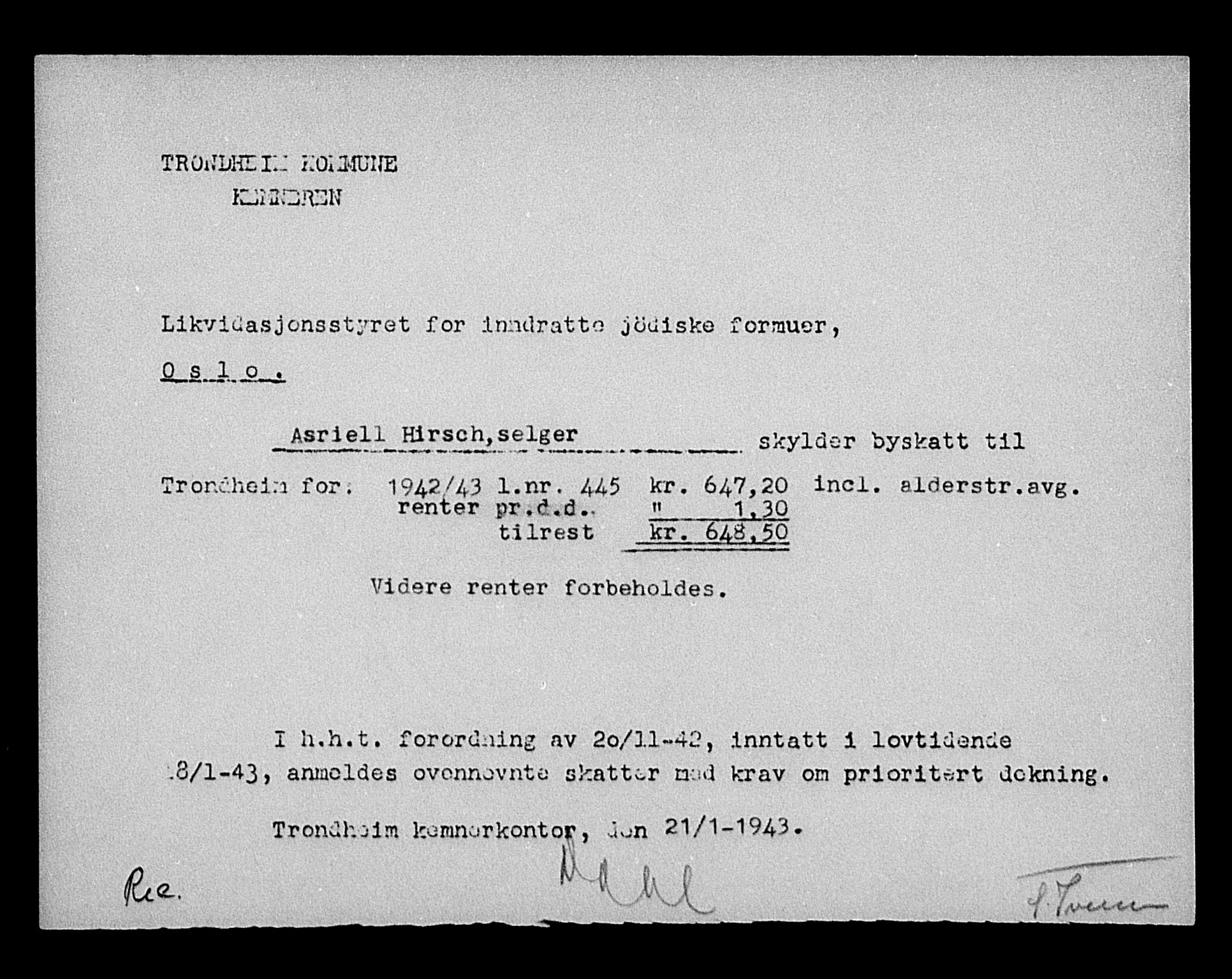 Justisdepartementet, Tilbakeføringskontoret for inndratte formuer, AV/RA-S-1564/H/Hc/Hca/L0896: --, 1945-1947, s. 198