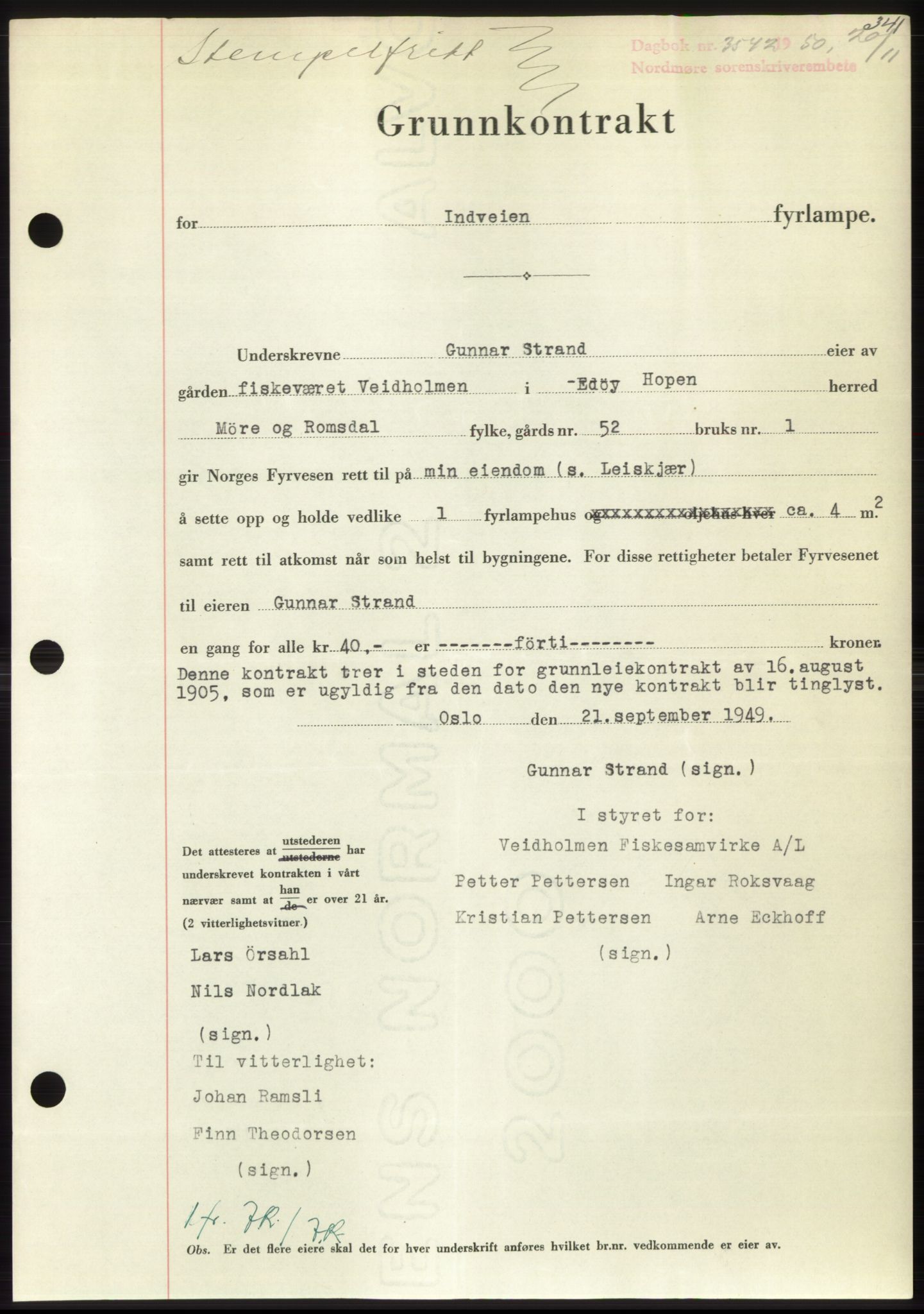 Nordmøre sorenskriveri, SAT/A-4132/1/2/2Ca: Pantebok nr. B106, 1950-1950, Dagboknr: 3542/1950