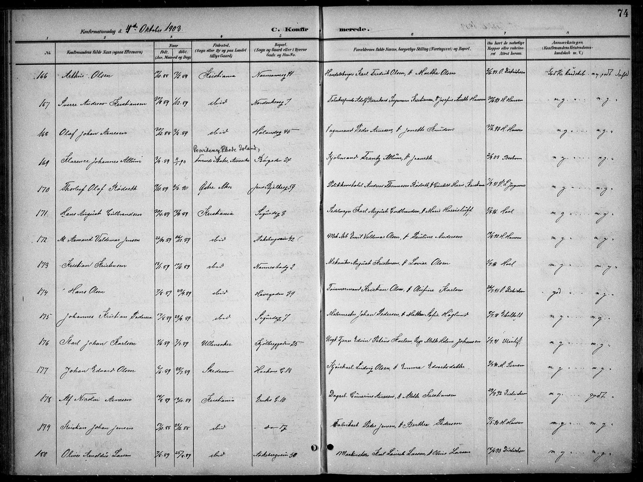 Kampen prestekontor Kirkebøker, AV/SAO-A-10853/F/Fa/L0009: Ministerialbok nr. I 9, 1899-1911, s. 74