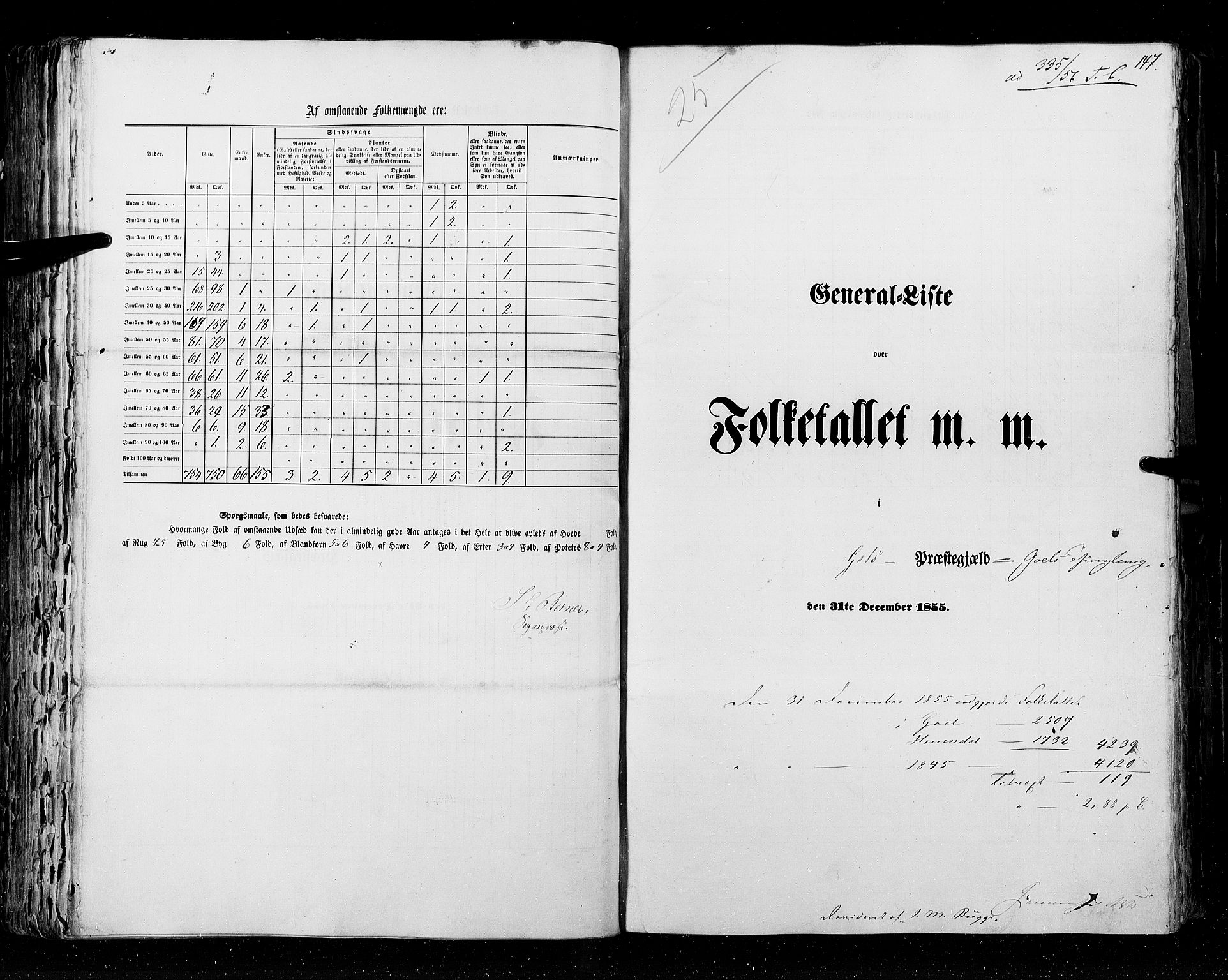 RA, Folketellingen 1855, bind 2: Kristians amt, Buskerud amt og Jarlsberg og Larvik amt, 1855, s. 147