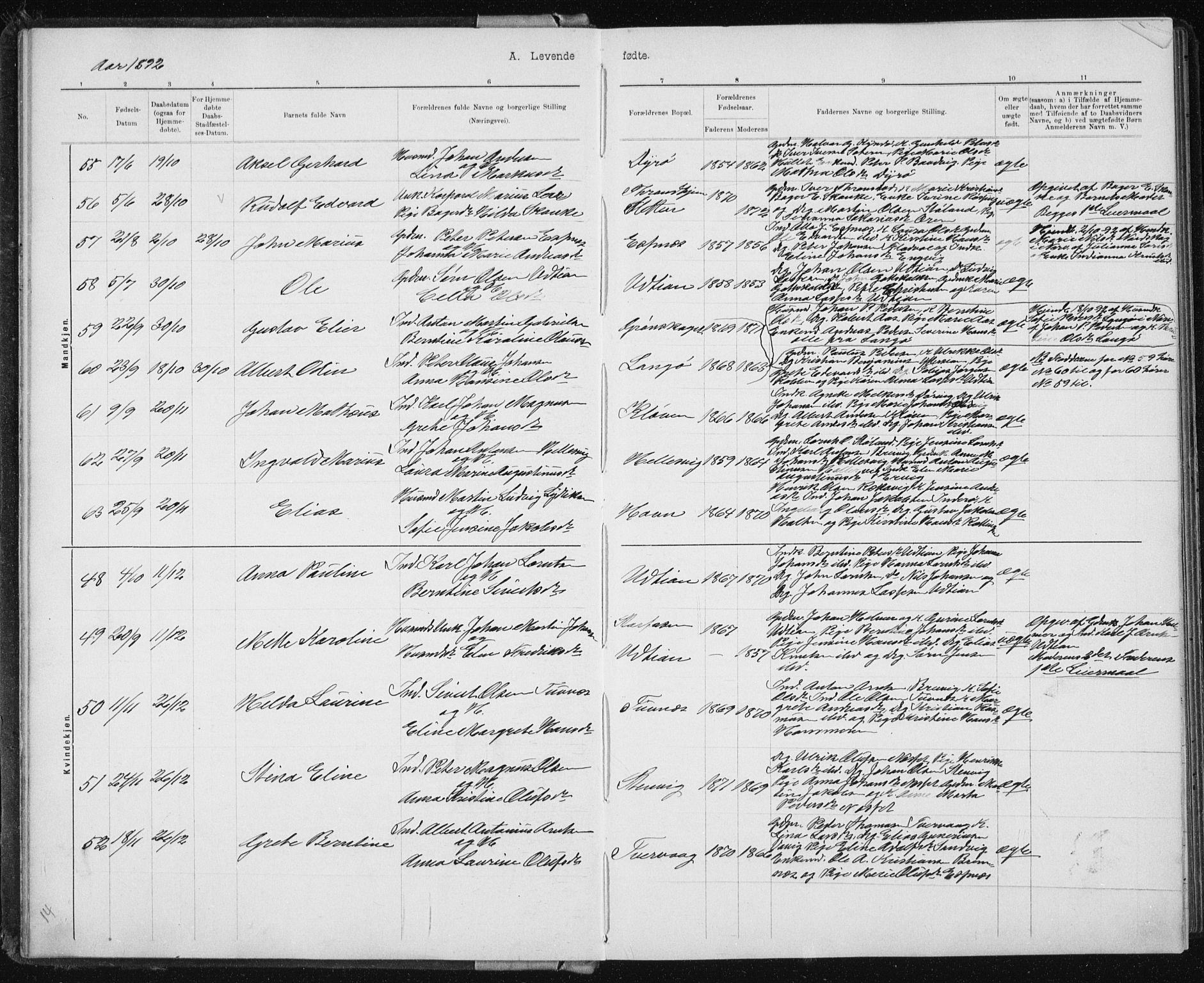 Ministerialprotokoller, klokkerbøker og fødselsregistre - Sør-Trøndelag, AV/SAT-A-1456/640/L0586: Klokkerbok nr. 640C03b, 1891-1908