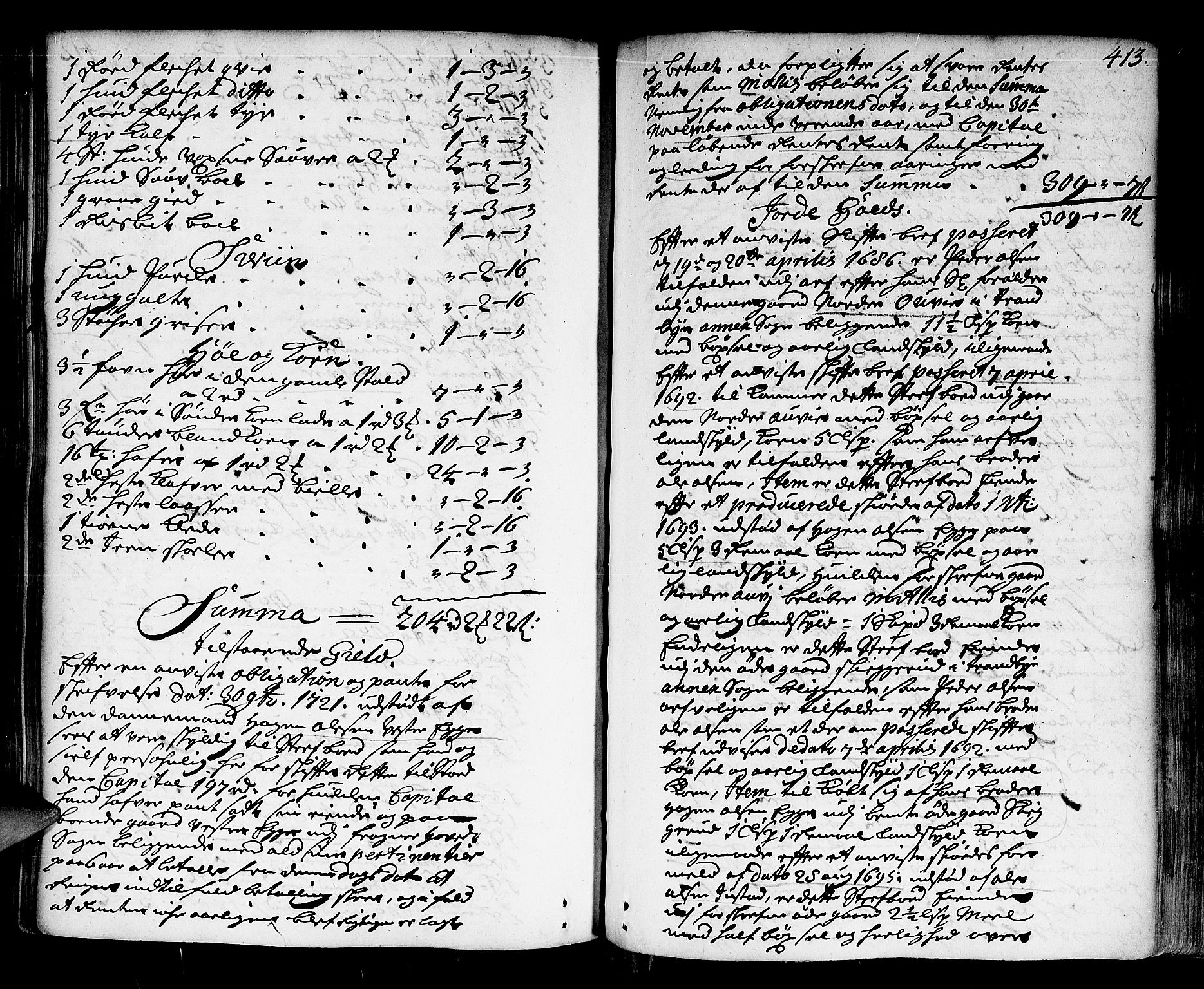 Lier, Røyken og Hurum sorenskriveri, AV/SAKO-A-89/H/Hc/L0003: Skifteprotokoll, 1717-1737, s. 412b-413a