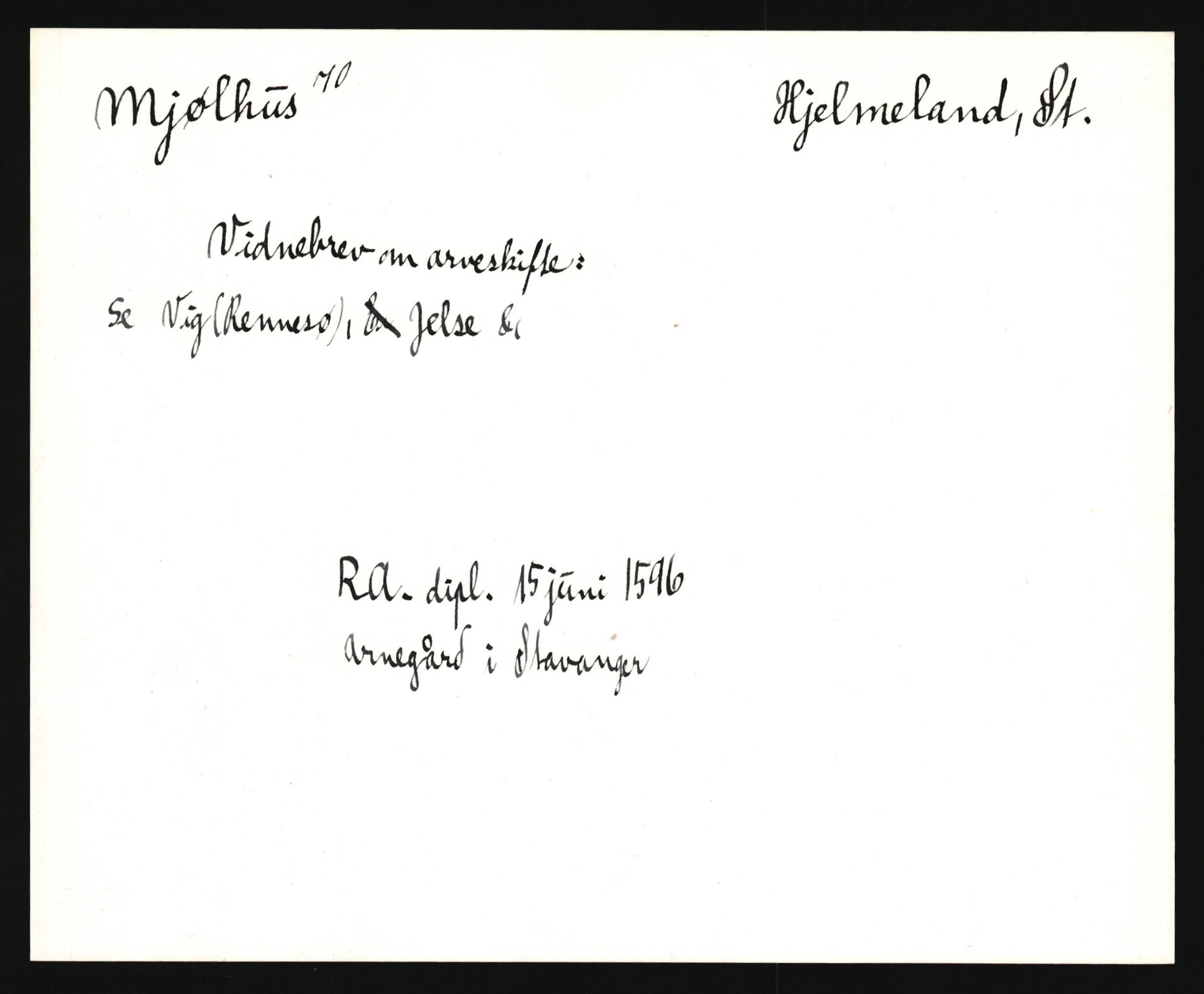 Riksarkivets diplomsamling, AV/RA-EA-5965/F35/F35e/L0027: Registreringssedler Rogaland, 1400-1700, s. 389