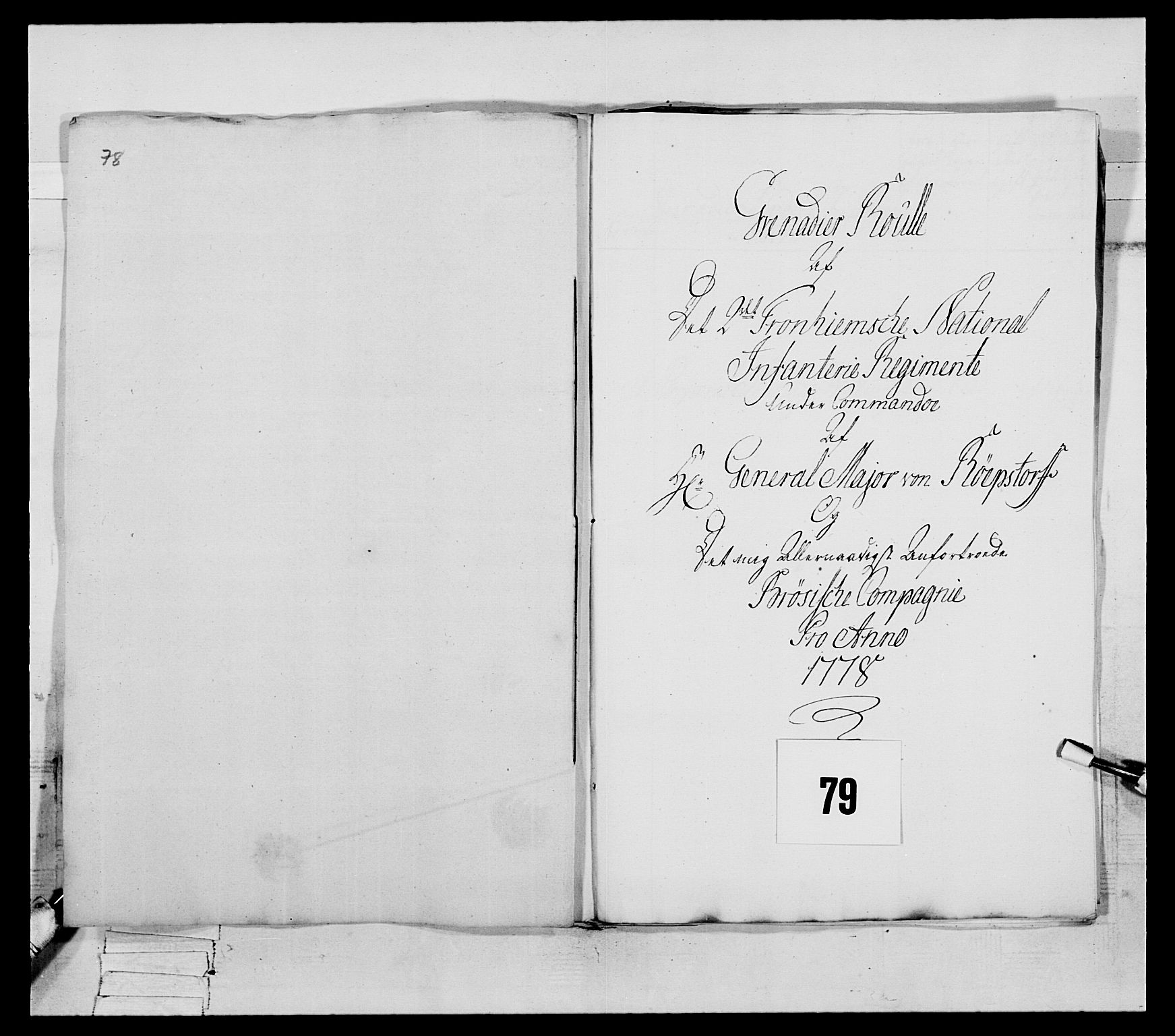 Generalitets- og kommissariatskollegiet, Det kongelige norske kommissariatskollegium, AV/RA-EA-5420/E/Eh/L0077: 2. Trondheimske nasjonale infanteriregiment, 1774-1778, s. 290