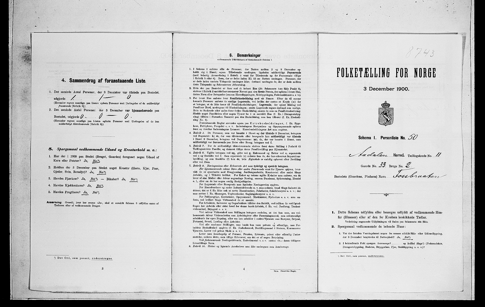 RA, Folketelling 1900 for 0614 Ådal herred, 1900, s. 834