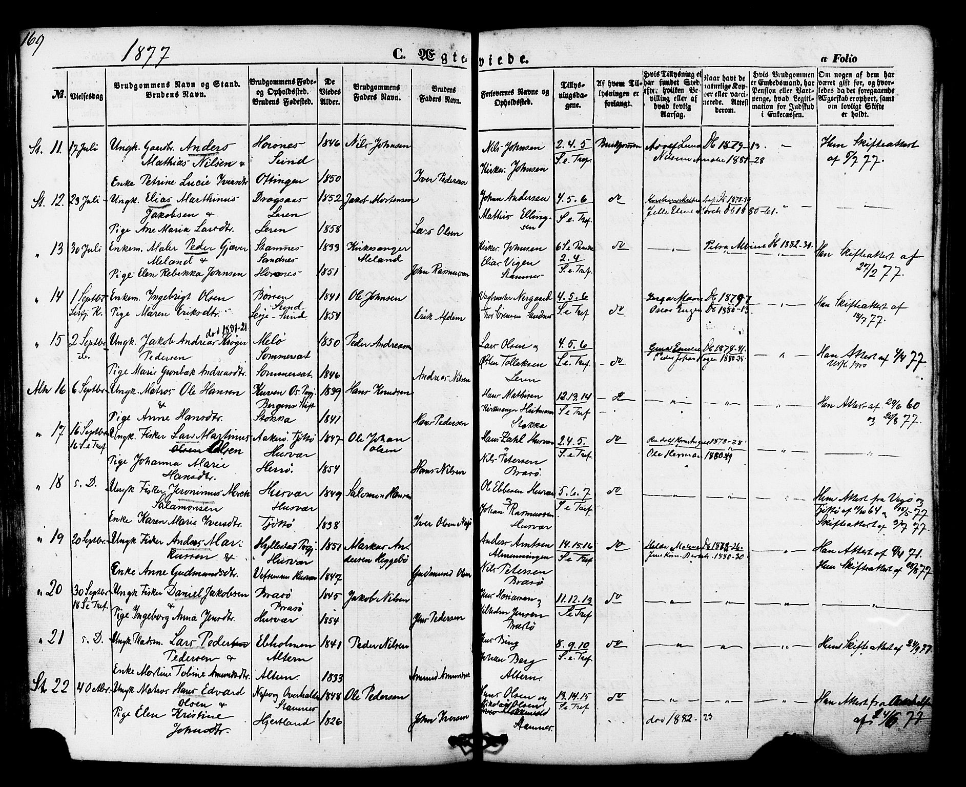 Ministerialprotokoller, klokkerbøker og fødselsregistre - Nordland, AV/SAT-A-1459/830/L0448: Ministerialbok nr. 830A12, 1855-1878, s. 169