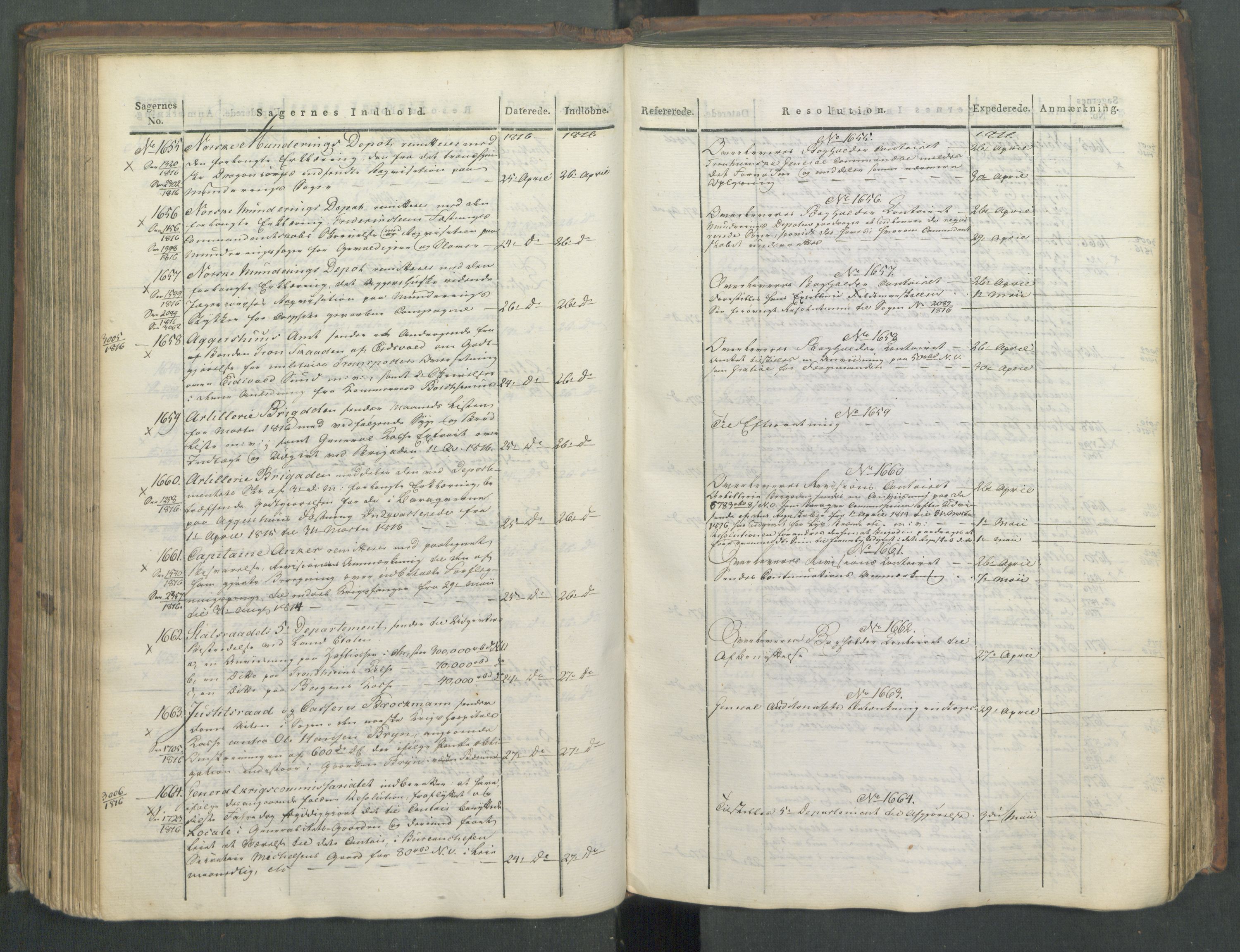 Armédepartementet, AV/RA-RAFA-3493/C/Ca/L0008: 6. Departements Journal, 1816