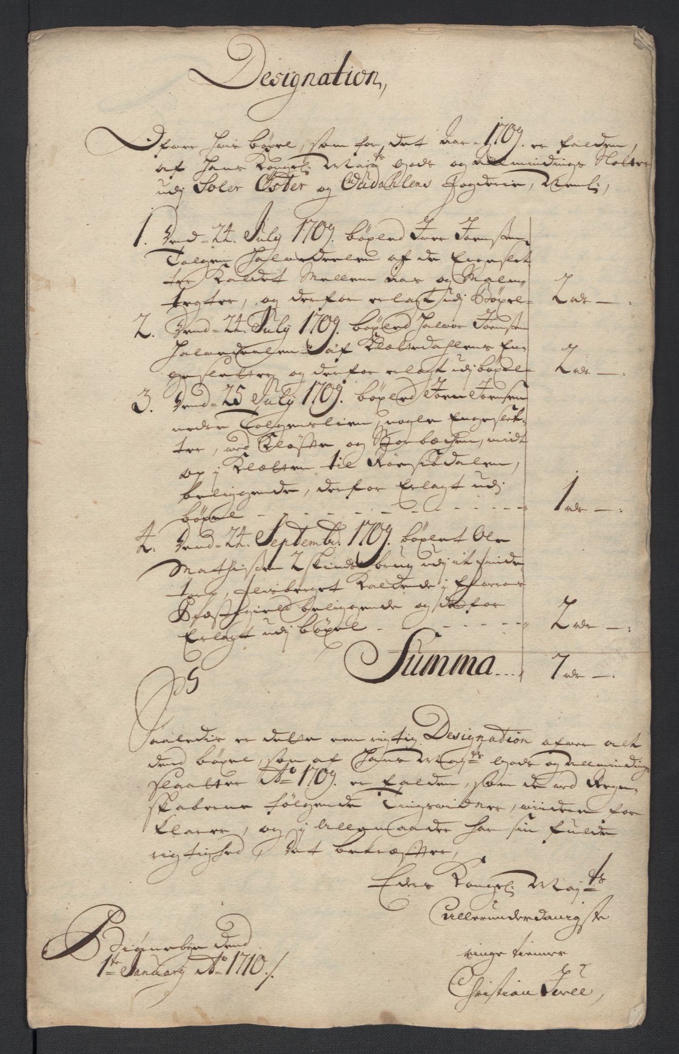 Rentekammeret inntil 1814, Reviderte regnskaper, Fogderegnskap, AV/RA-EA-4092/R13/L0846: Fogderegnskap Solør, Odal og Østerdal, 1709, s. 27