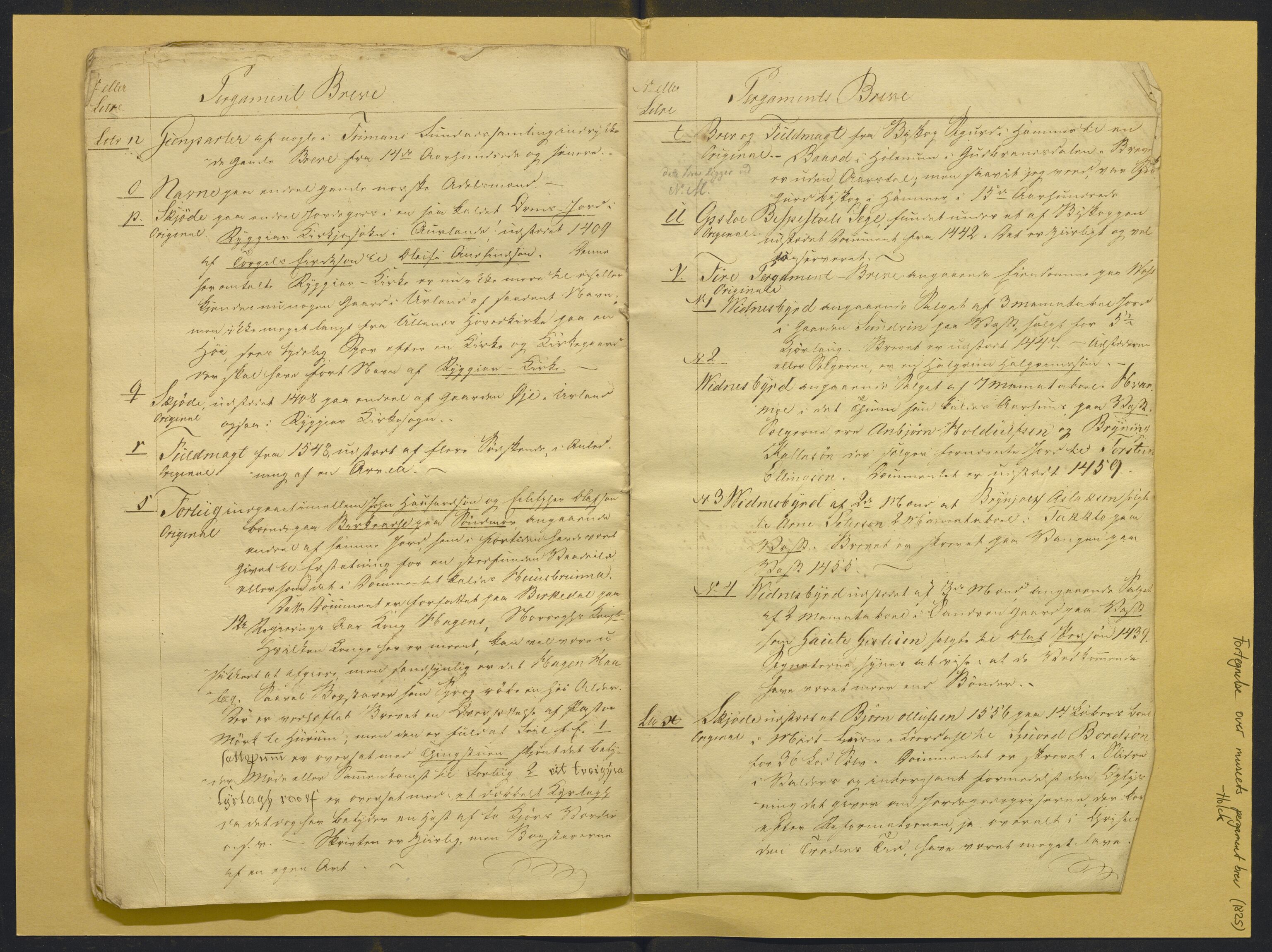 Bergens Museum, AV/SAB-A-17301/02/F/L0001: Kataloger over gjenstander og pergamentbrev , 1825-1880, s. 12