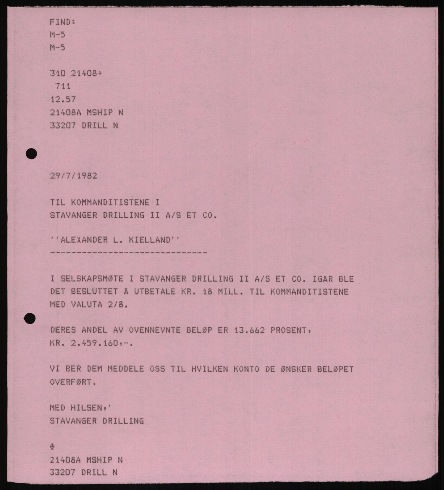 Pa 1503 - Stavanger Drilling AS, AV/SAST-A-101906/D/L0006: Korrespondanse og saksdokumenter, 1974-1984, s. 312