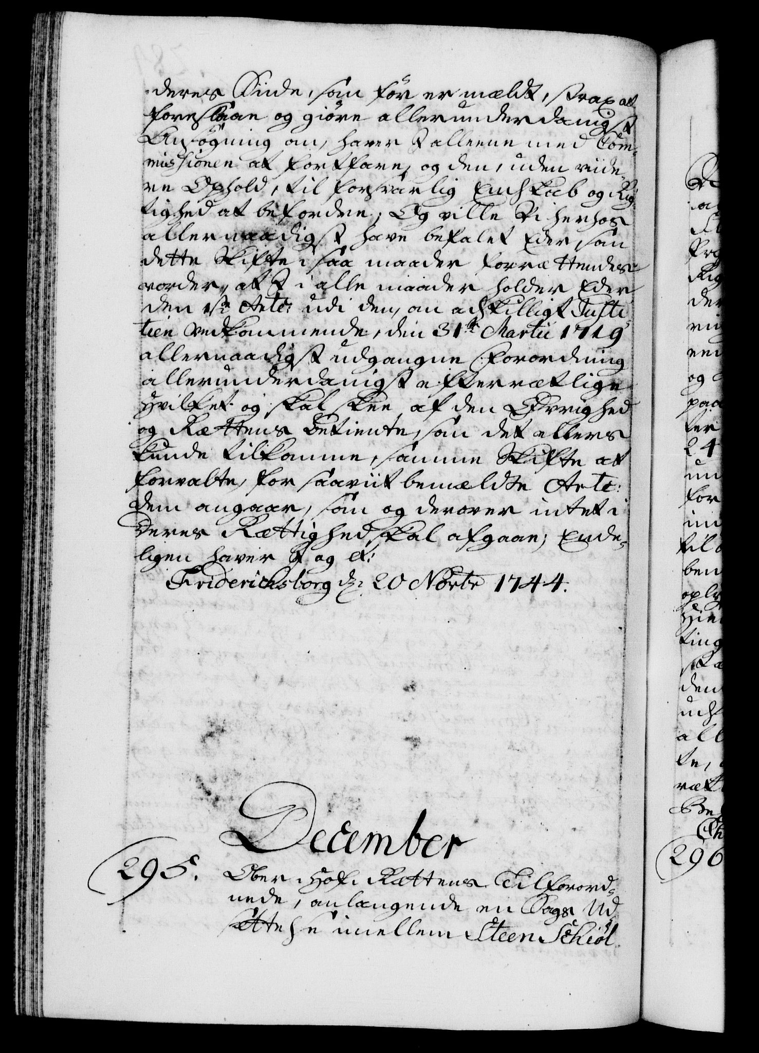 Danske Kanselli 1572-1799, RA/EA-3023/F/Fc/Fca/Fcab/L0030: Norske tegnelser, 1744-1746, s. 284b