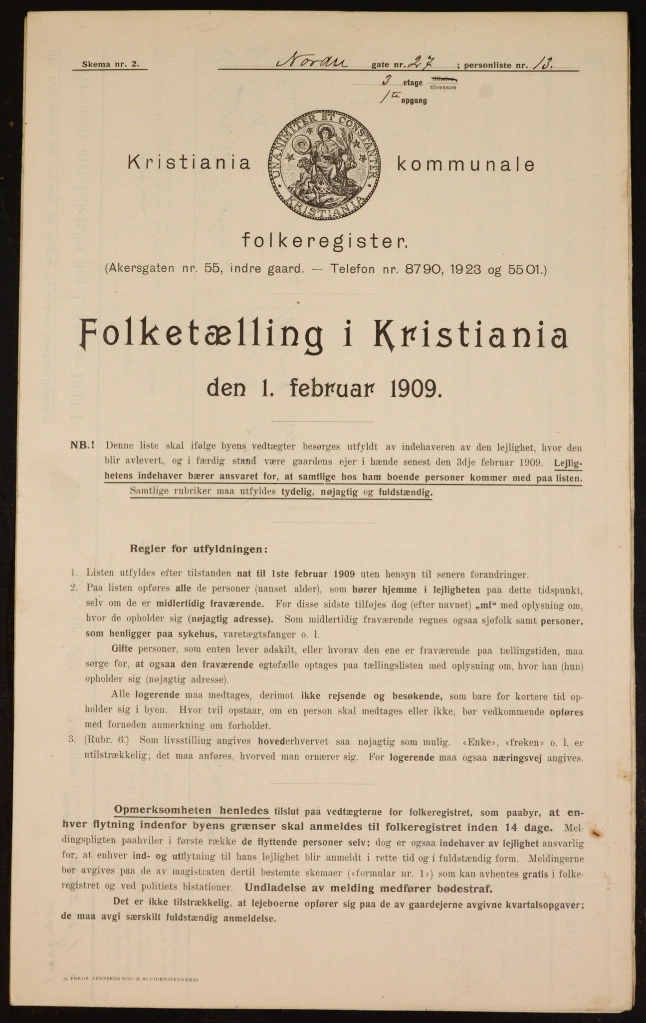 OBA, Kommunal folketelling 1.2.1909 for Kristiania kjøpstad, 1909, s. 66881