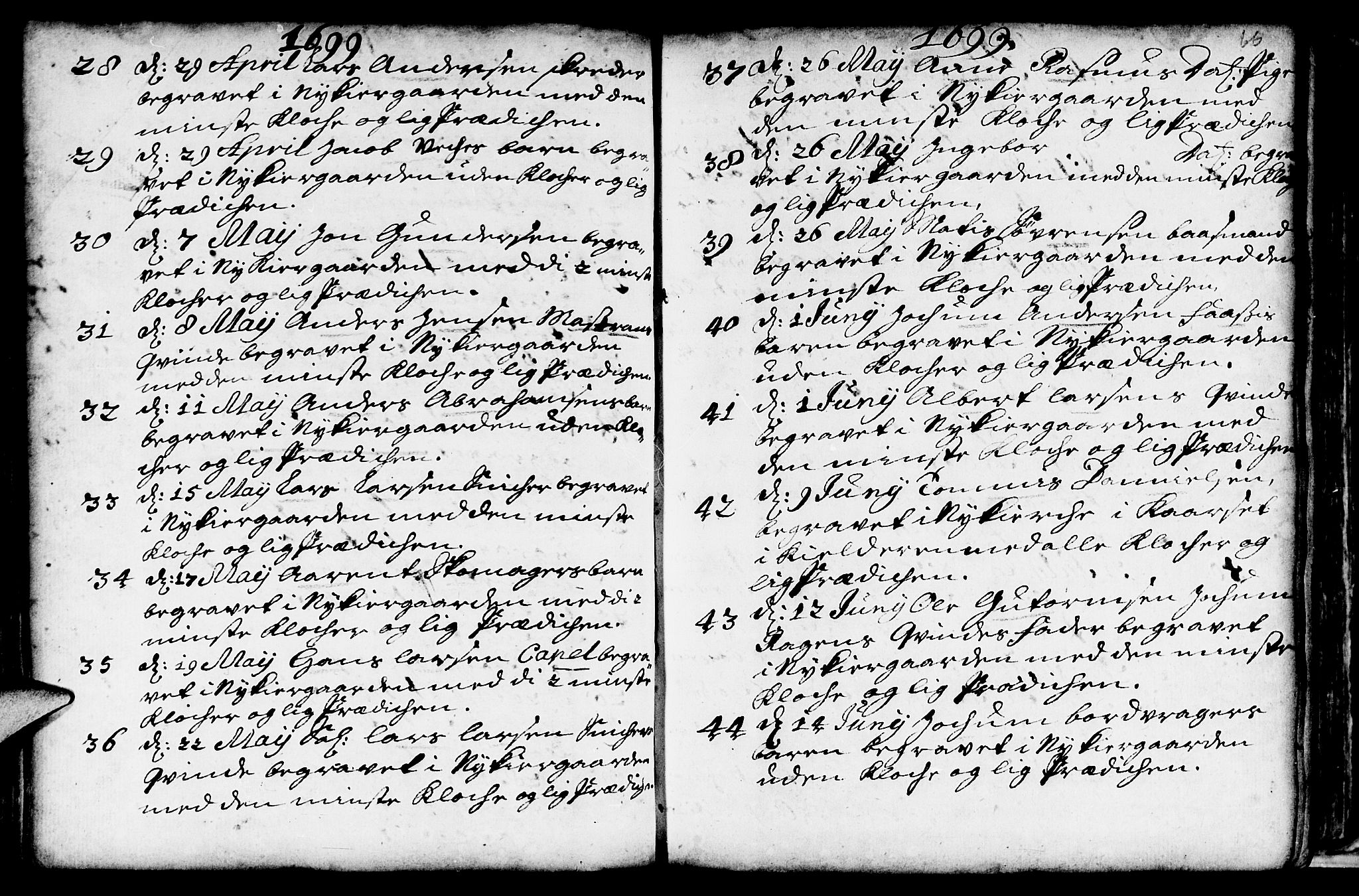Nykirken Sokneprestembete, AV/SAB-A-77101/H/Haa/L0009: Ministerialbok nr. A 9, 1689-1759, s. 66