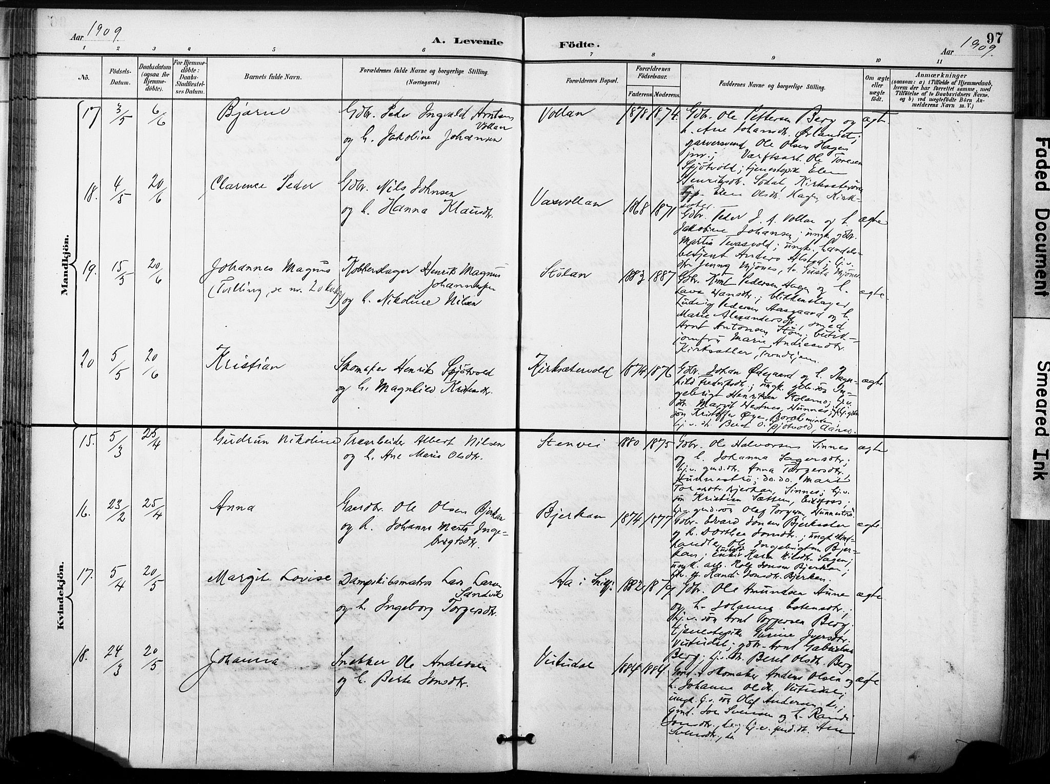 Ministerialprotokoller, klokkerbøker og fødselsregistre - Sør-Trøndelag, AV/SAT-A-1456/630/L0497: Ministerialbok nr. 630A10, 1896-1910, s. 97