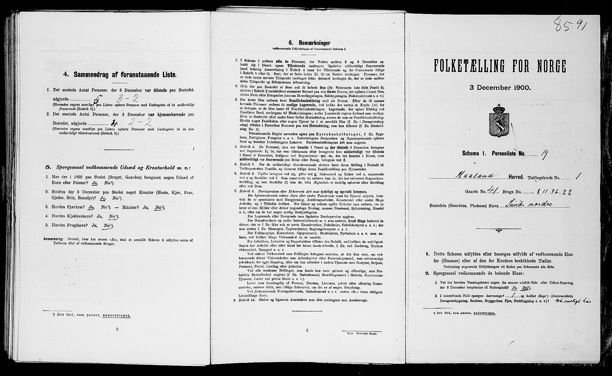 SAST, Folketelling 1900 for 1124 Haaland herred, 1900, s. 136
