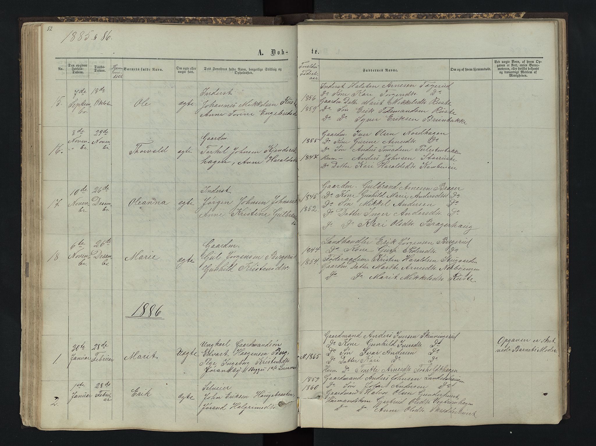 Sør-Aurdal prestekontor, AV/SAH-PREST-128/H/Ha/Hab/L0004: Klokkerbok nr. 4, 1865-1893, s. 52