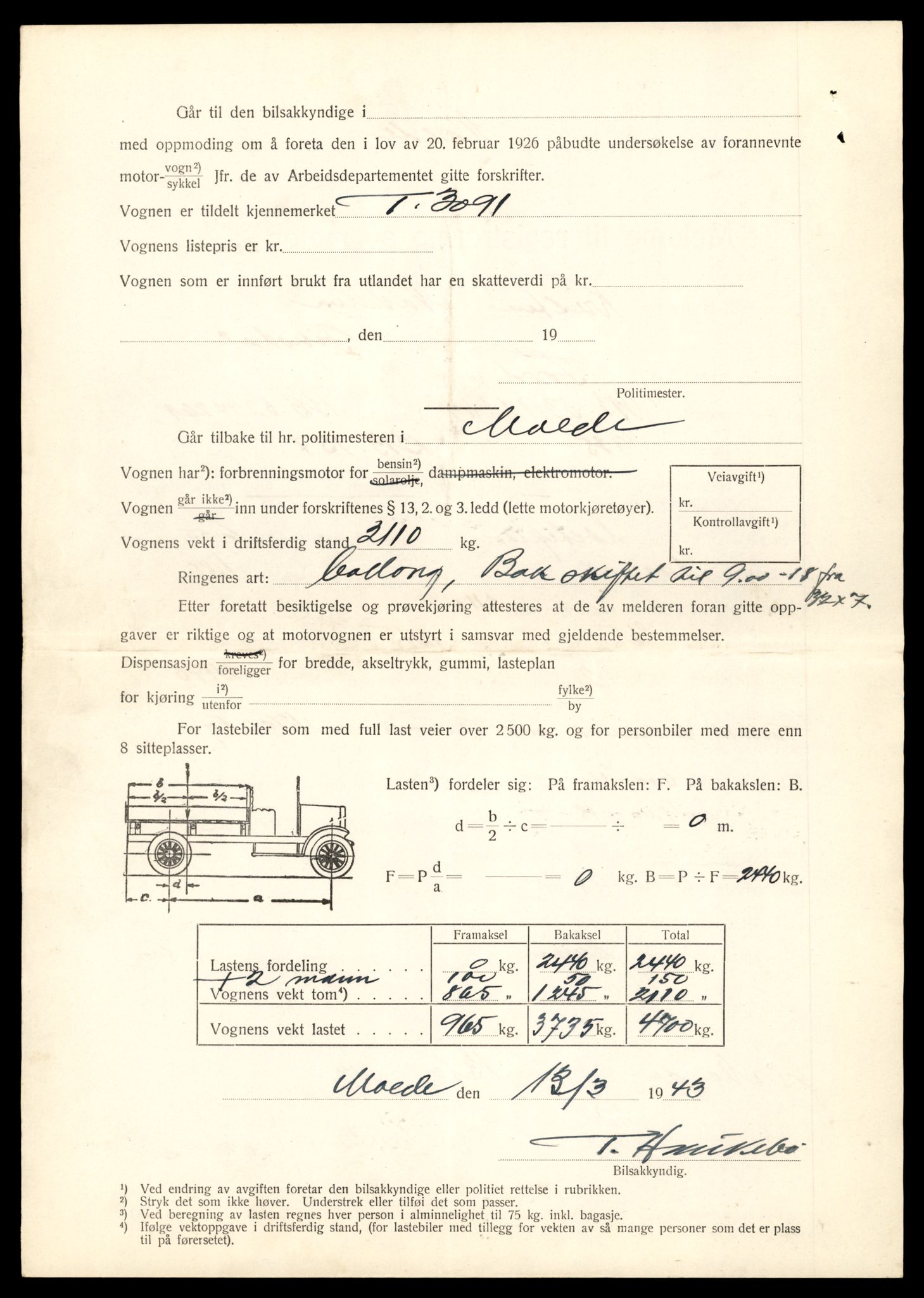 Møre og Romsdal vegkontor - Ålesund trafikkstasjon, AV/SAT-A-4099/F/Fe/L0012: Registreringskort for kjøretøy T 1290 - T 1450, 1927-1998, s. 3253