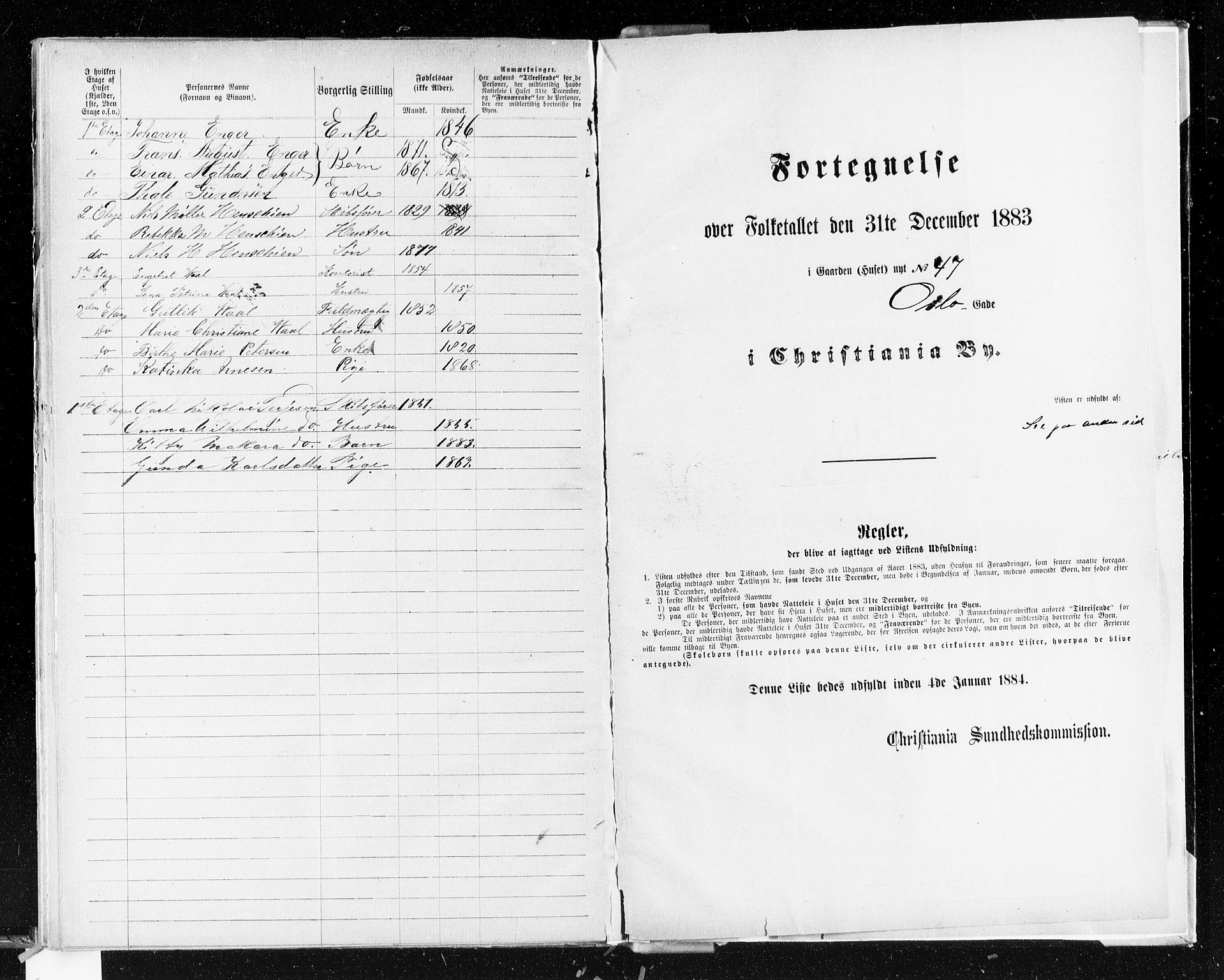 OBA, Kommunal folketelling 31.12.1883 for Kristiania kjøpstad, 1883, s. 3240