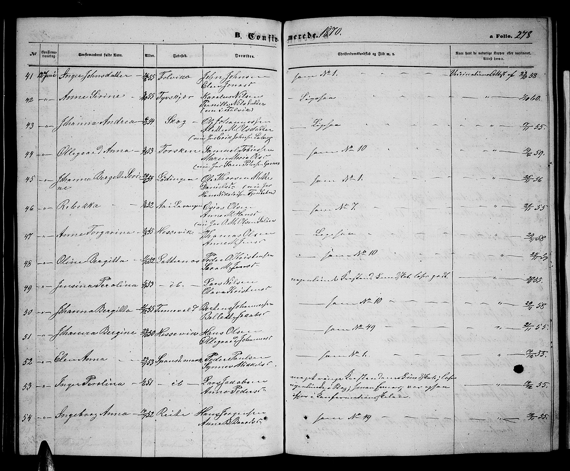 Ibestad sokneprestembete, AV/SATØ-S-0077/H/Ha/Hab/L0005klokker: Klokkerbok nr. 5, 1860-1871, s. 278